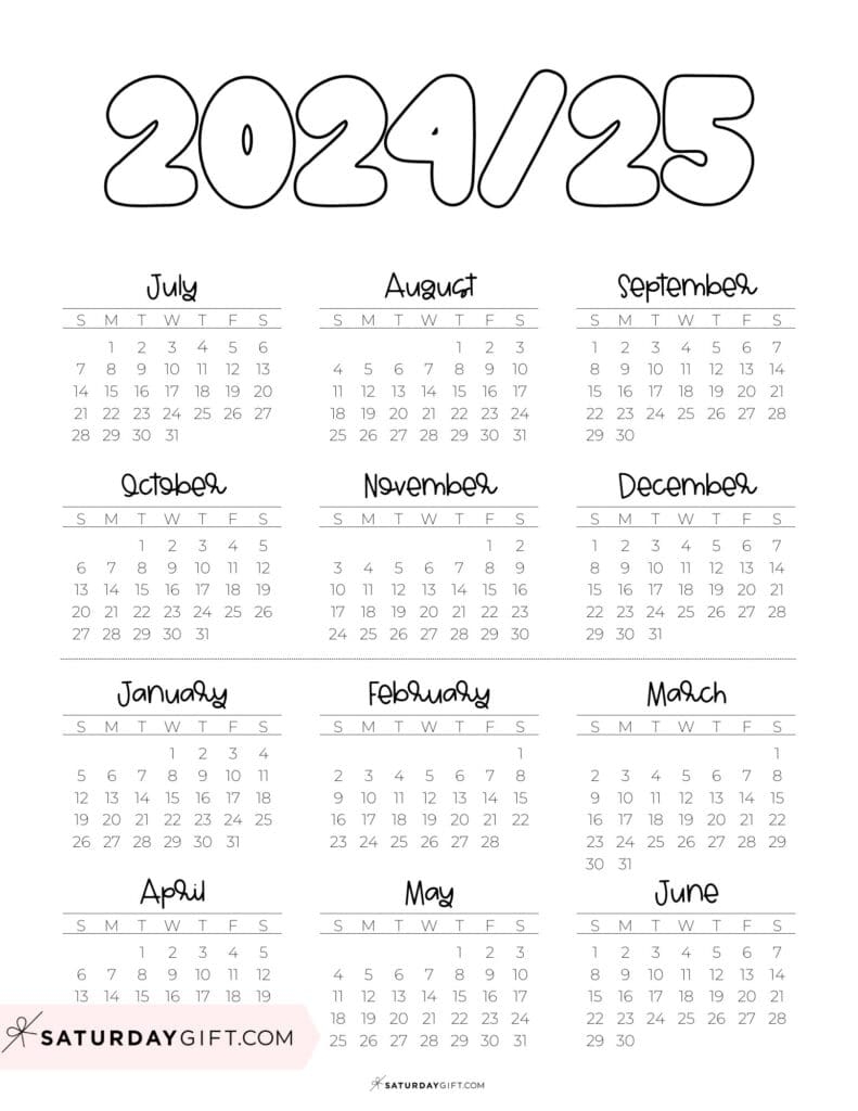 School Calendar Template 17 Cute Printable Academic Calendars 2024 25