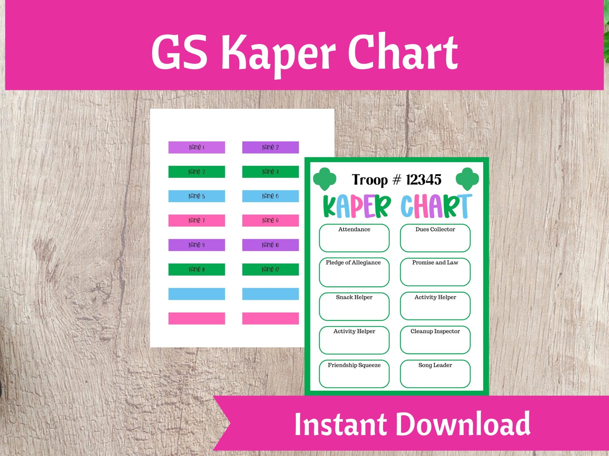 Printable + Editable + Kaper Chart