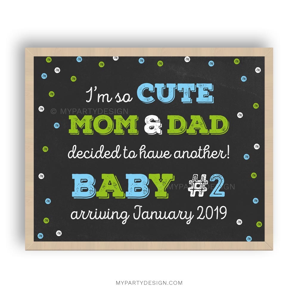 Second Baby Pregnancy Announcement Sign Printable My Party Design