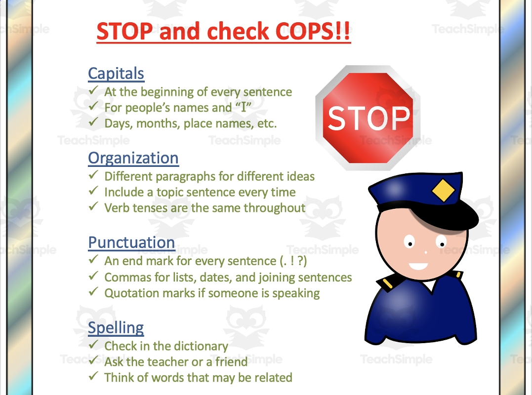 Cops Editing Checklist Printable