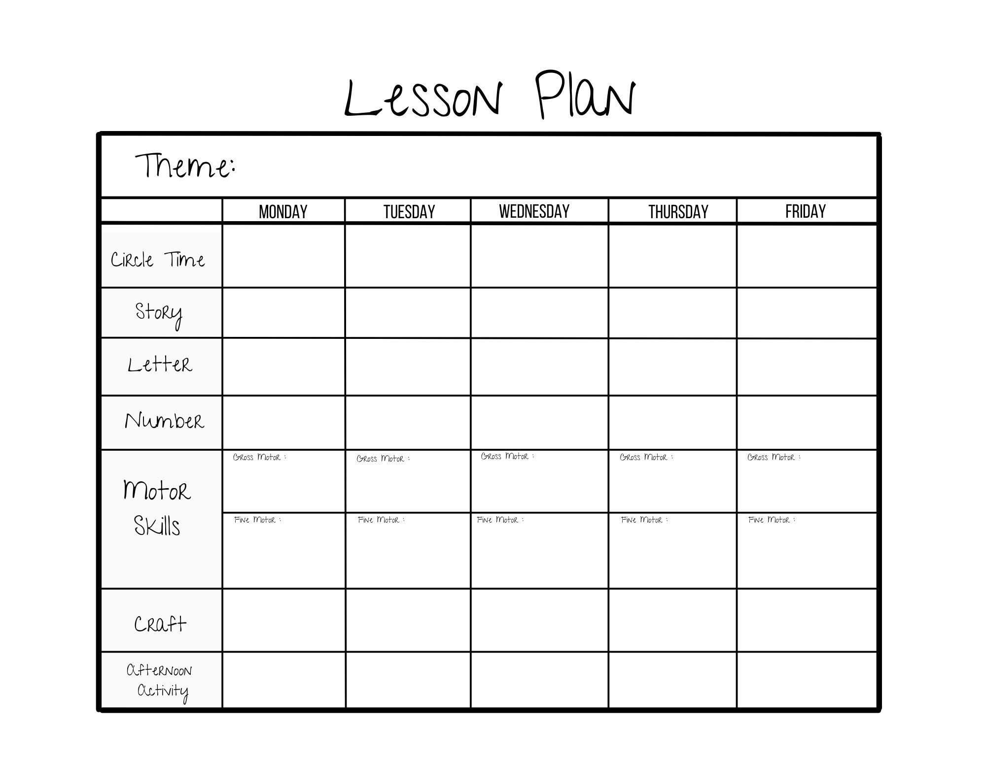 Printable And Editable Lesson Planner For Preschool