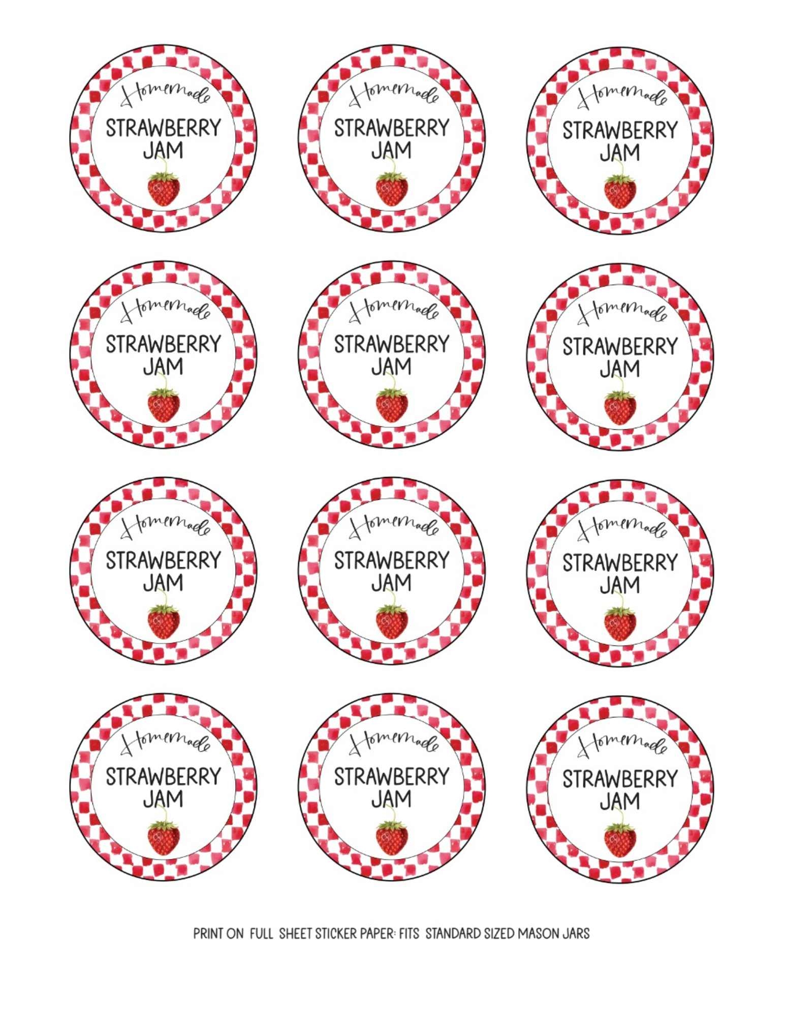 Gingham Round Canning Labels Free Printable Editable