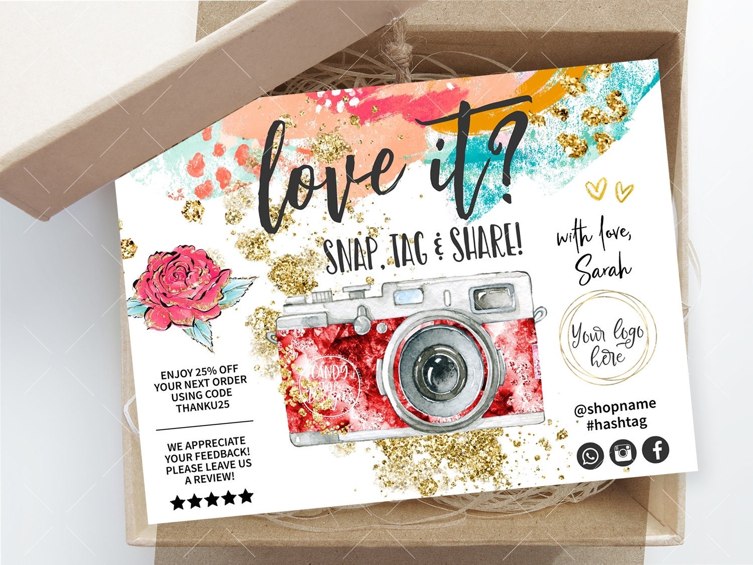 Editable Printable Classic Camera Tag