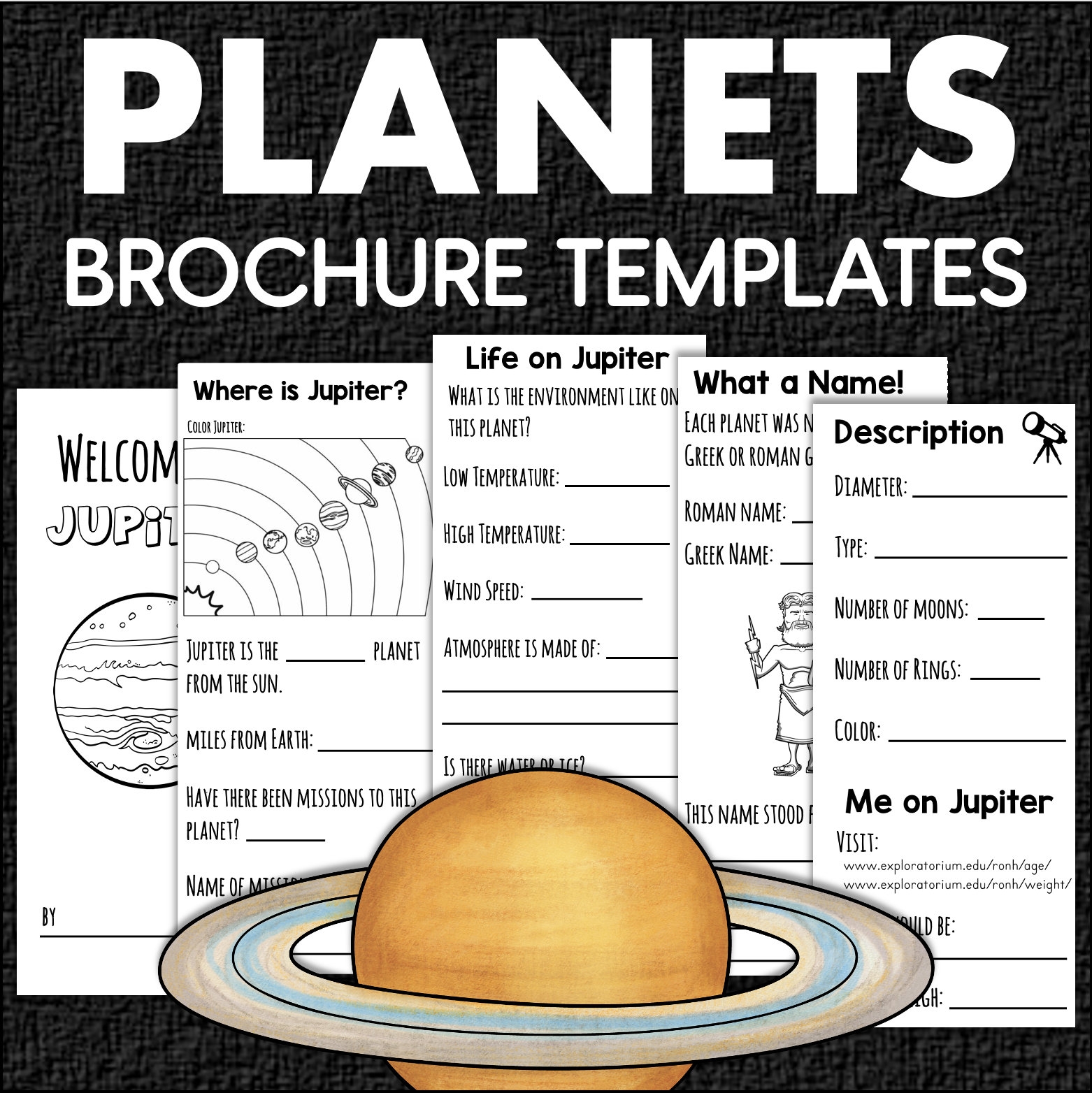 Space Solar System Planets Research Science Activity Travel Brochure Templates Homeschool Classroom Printables Etsy
