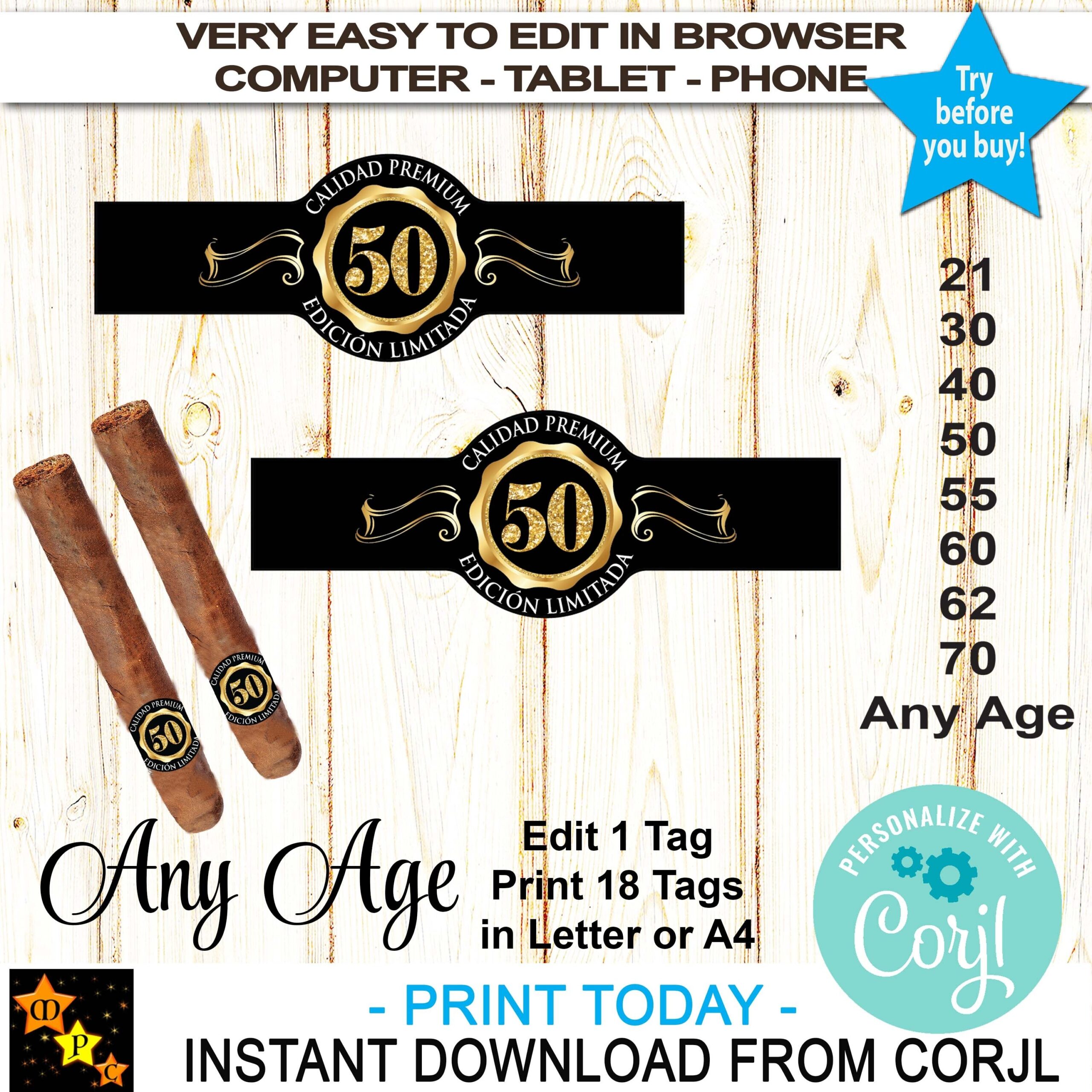 Free Printable And Editable Aged To Perfection Cigar Band Template