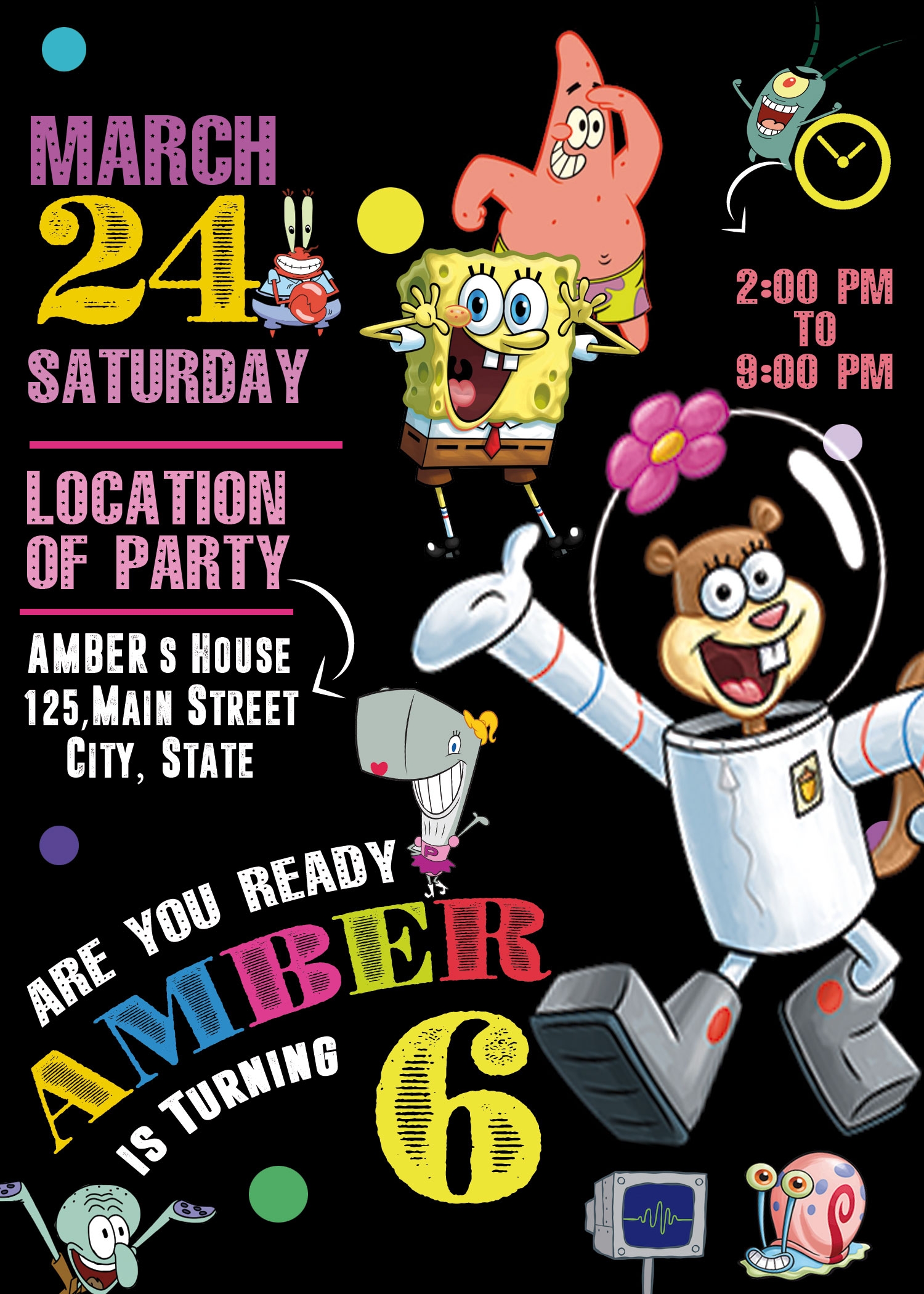 SPONGEBOB SQUAREPANTS BIRTHDAY INVITATION TEMPLATE FOR GIRL Oscarsitosroom