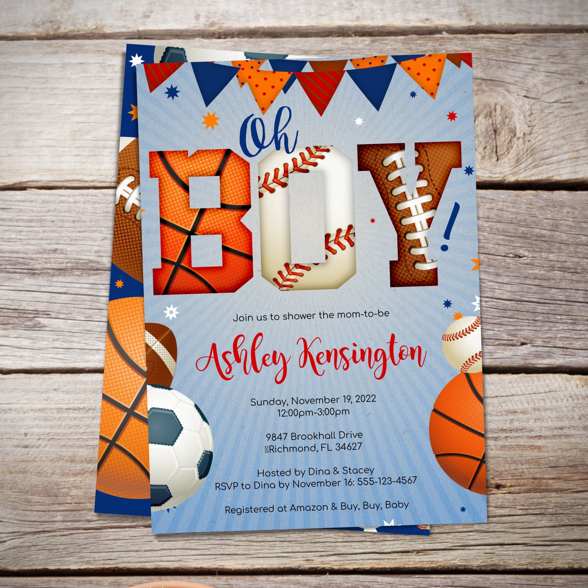 Sports Baby Shower Invitation Sports Theme Invite Sports Themed Baby Shower Boy Baby Shower Instant Download B012 Etsy