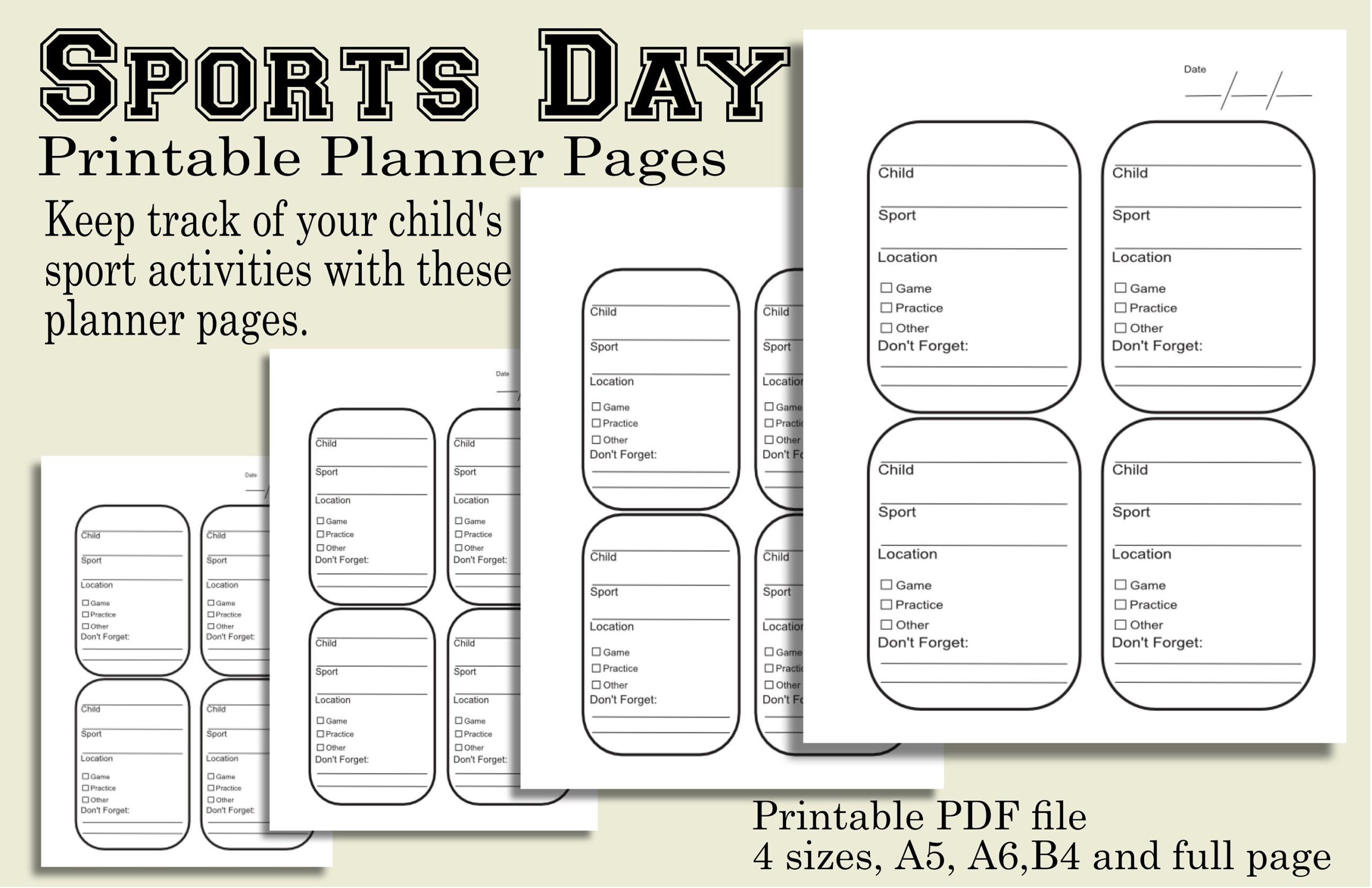 Sports Day Printable Planner Pages Digital Download Etsy