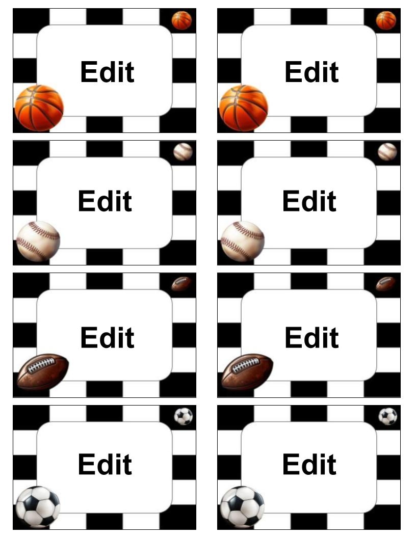 Printable Editable Baseball Name Tags