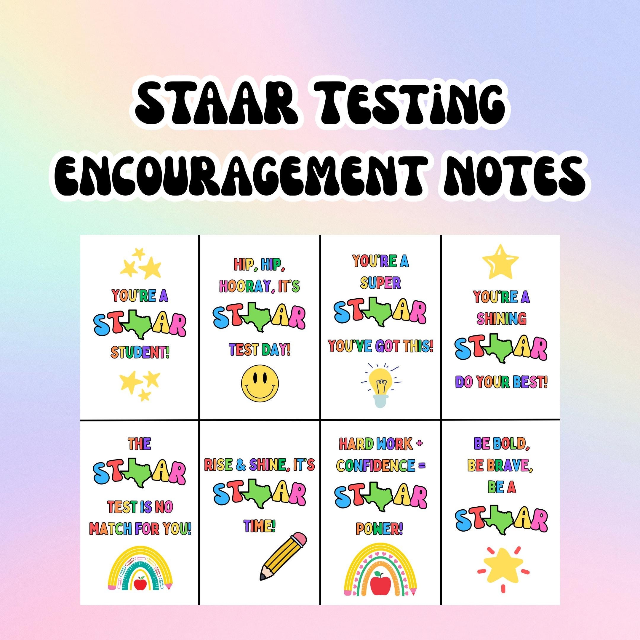 STAAR Testing Encouragement Notes STAAR Testing Printable Snack Tags Test Printable Notes Testing Motivation STAAR Test Day Benchmark Etsy