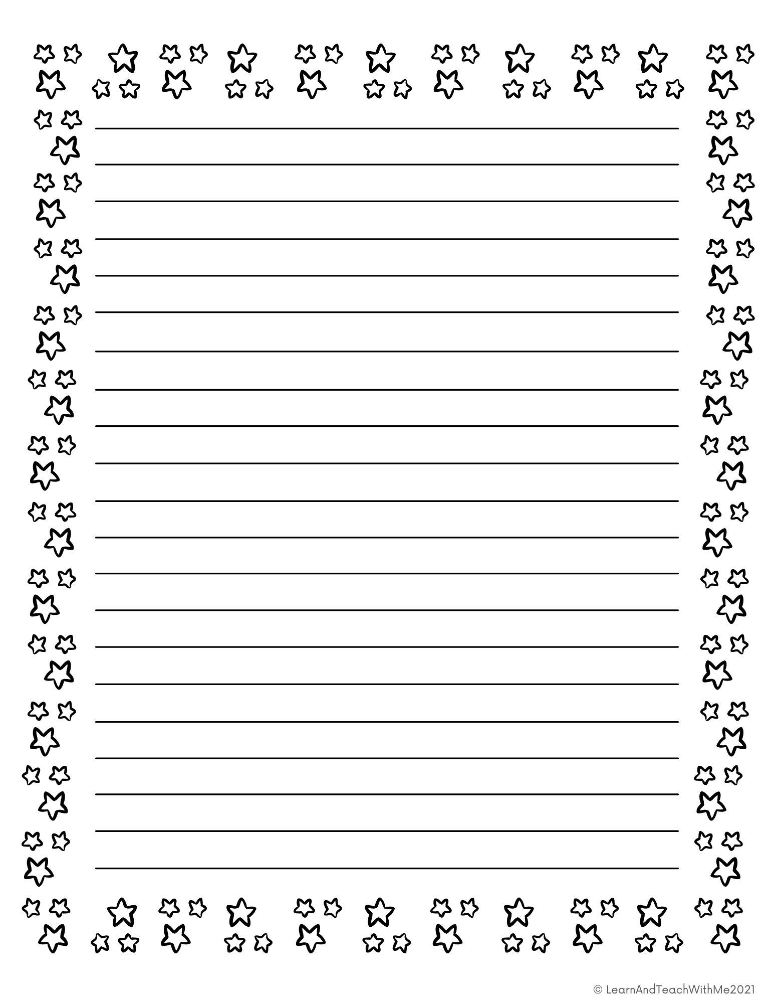 Star Borders Lined Writing Papers With Picture Boxes Made By Teachers