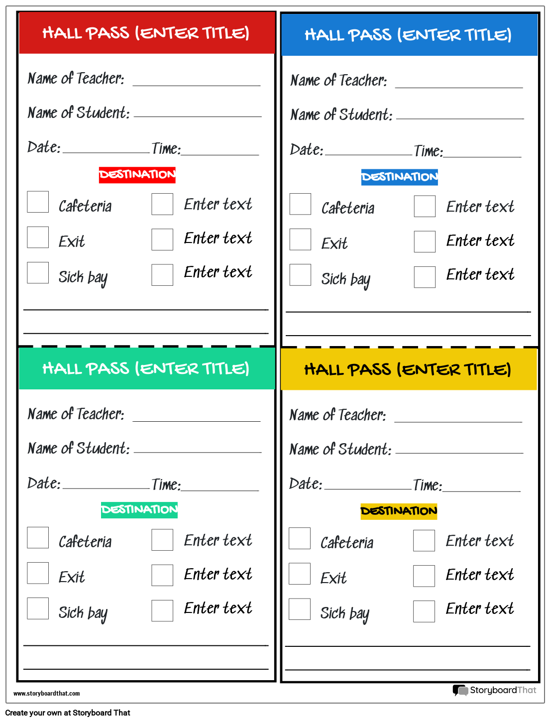 Free Printable Templates For Editable Student Hall Pass