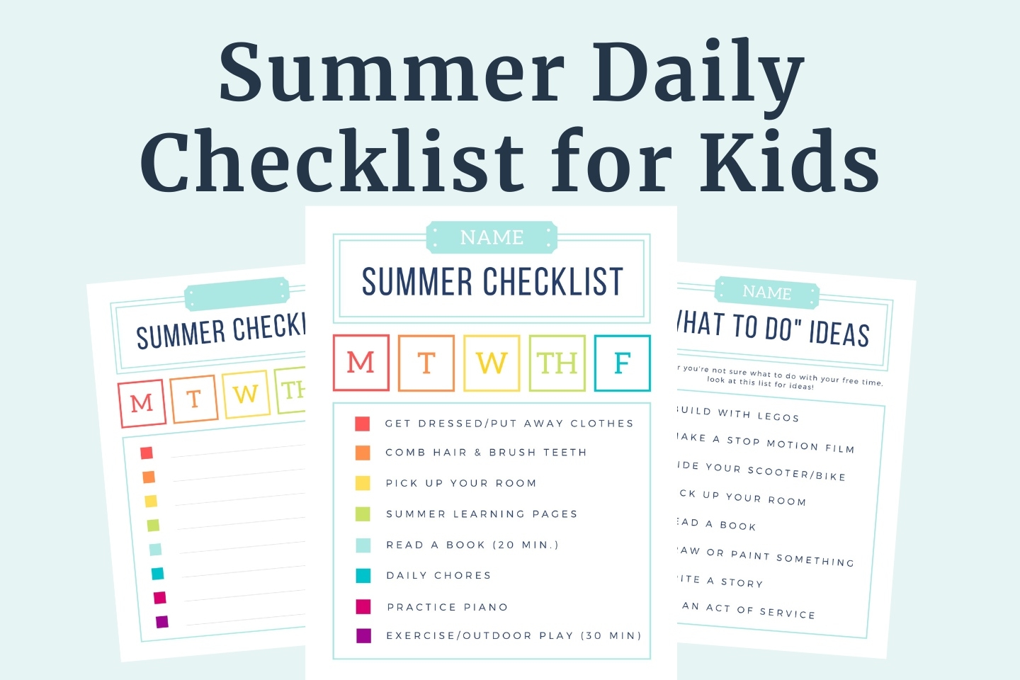 Summer Daily Checklist For Kids editable The Many Little Joys