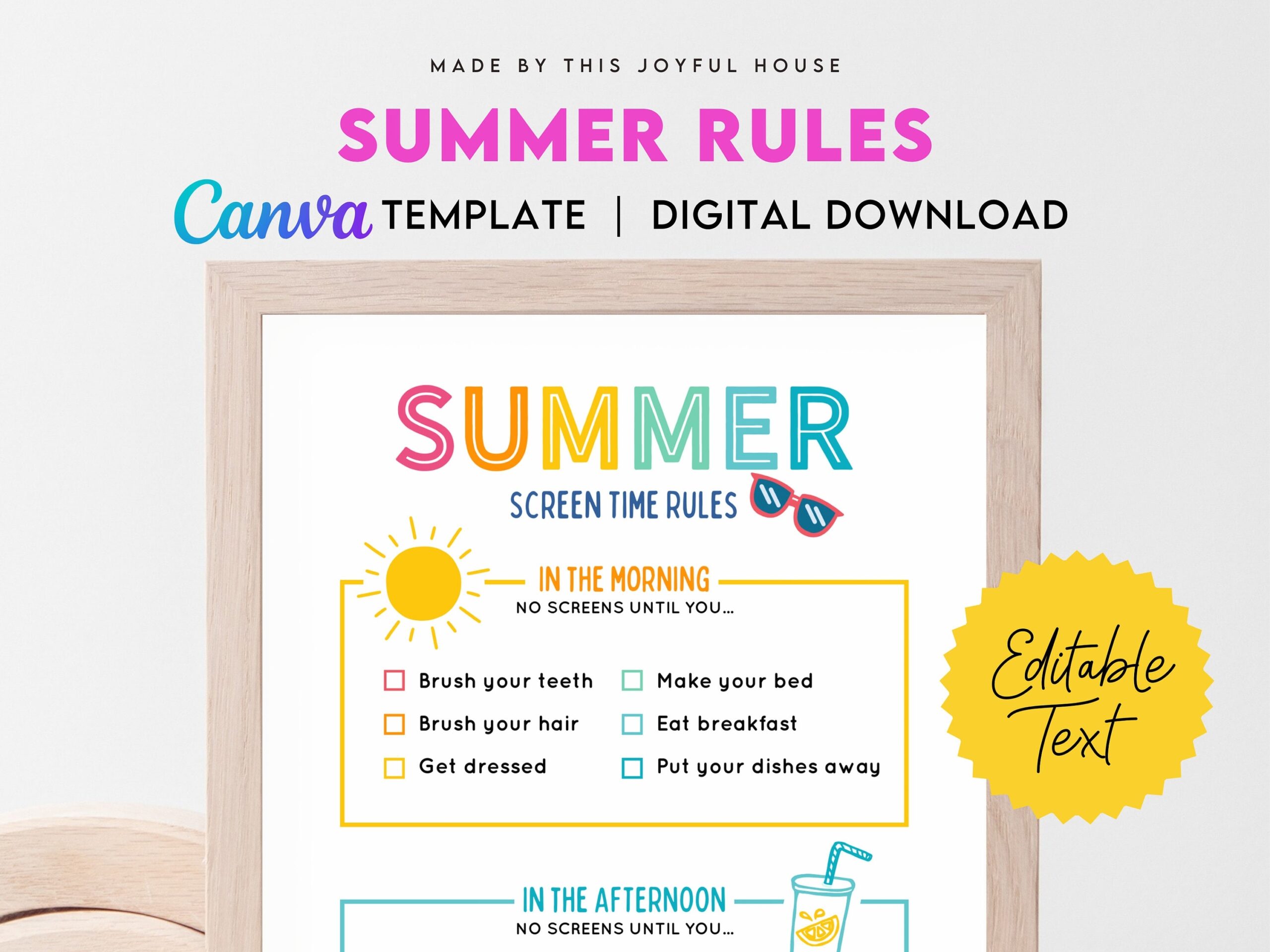Summer Rules Printable And Editable