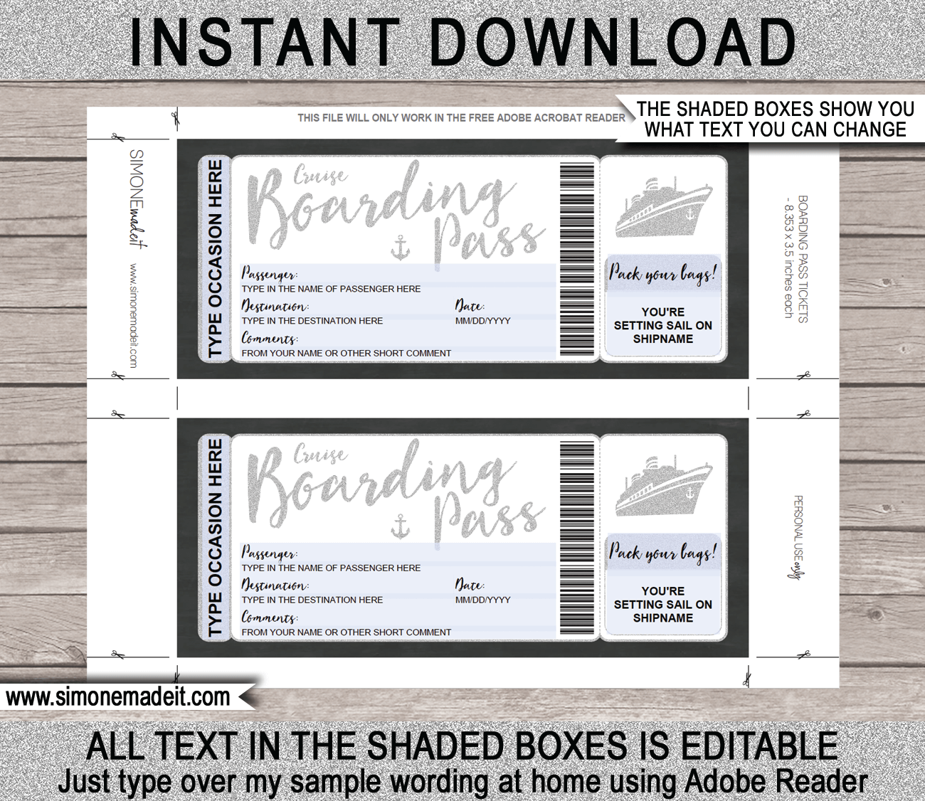 Surprise Cruise Boarding Pass Ticket Template Surprise Cruise Reveal