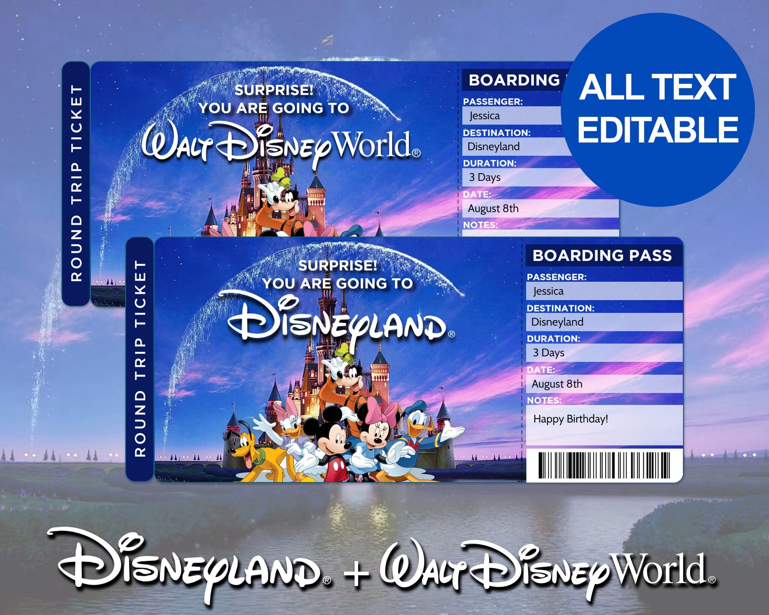 Free Printable Disney Ticket Template Editable