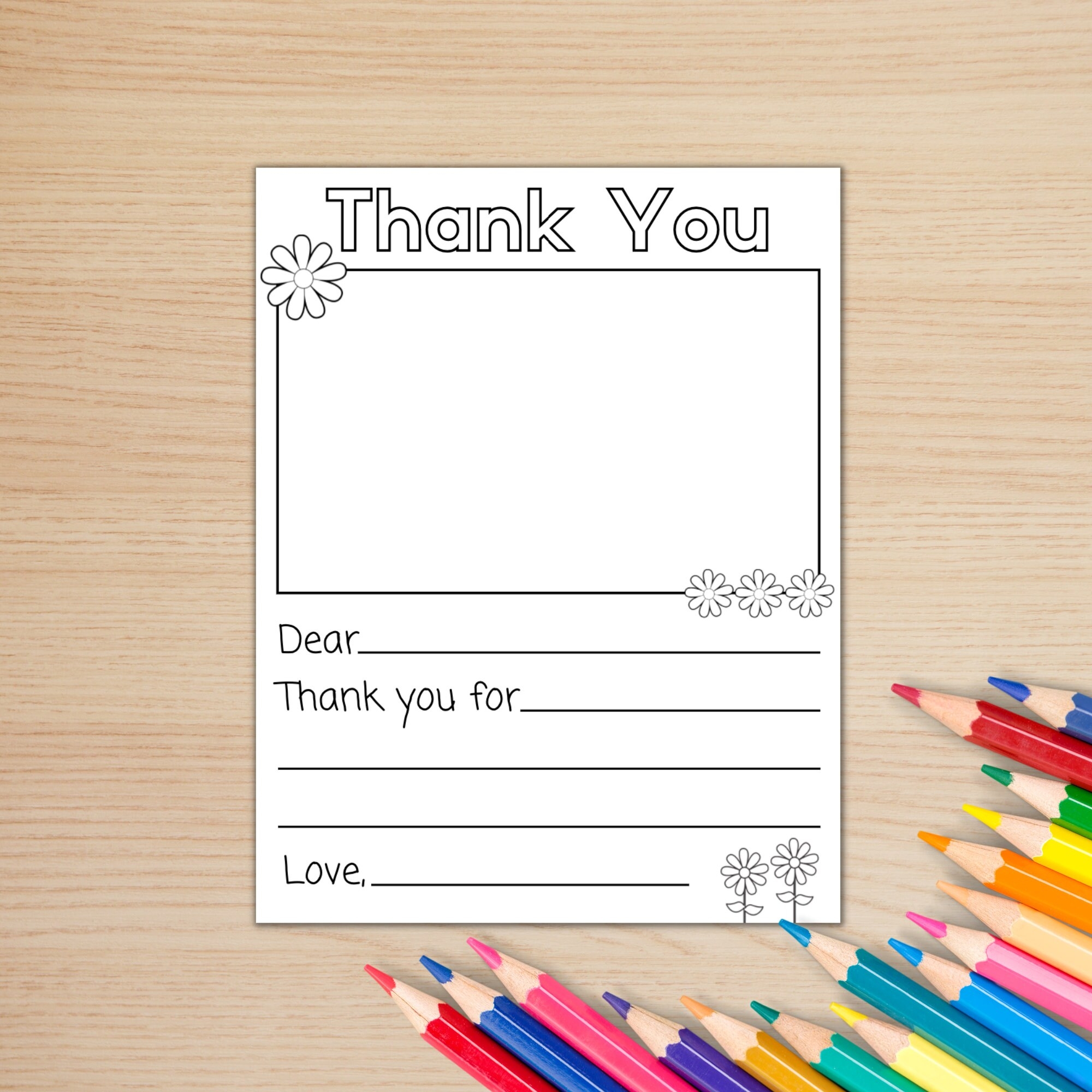 Thank You Printable Kids Thank You Note Fill In The Blank Thank You Card Etsy
