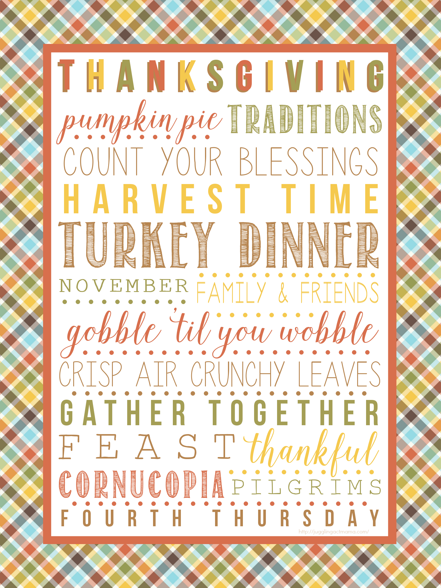 Thanksgiving Subway Art Printable Juggling Act Mama