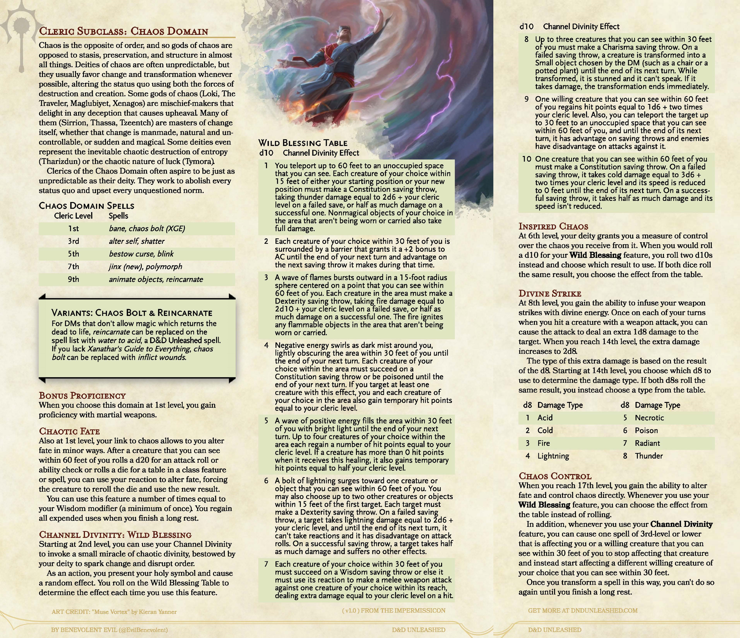 The Chaos Domain Cleric DND Unleashed A Homebrew Expansion For 5th Edition Dungeons And Dragons
