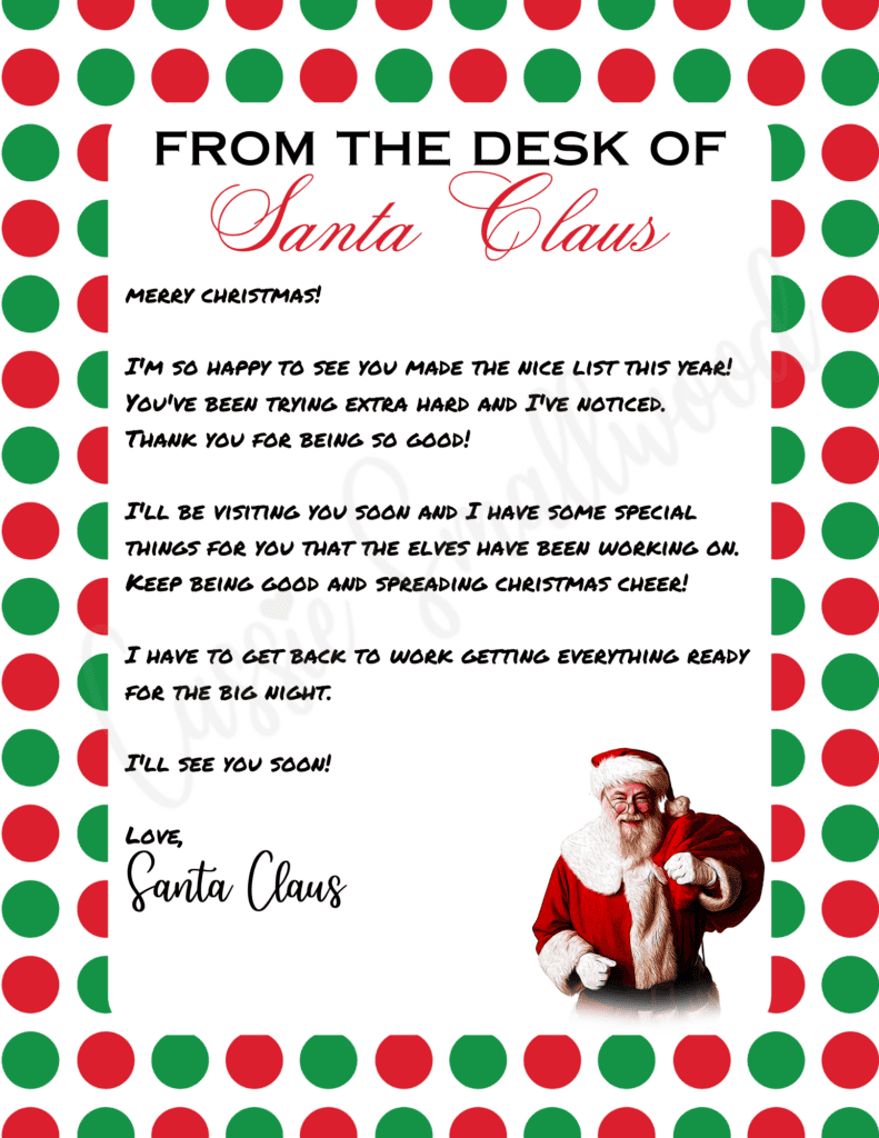 Editable Printable Letter From Santa Template