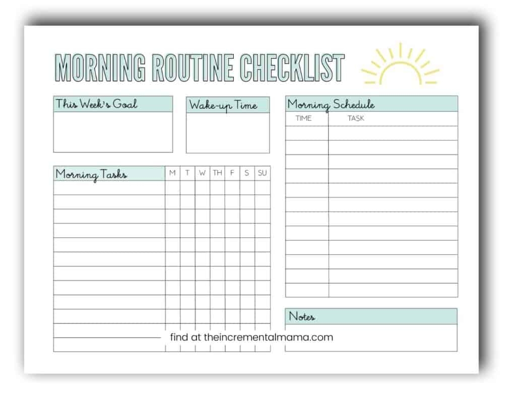 Printable Morning Routine Editable