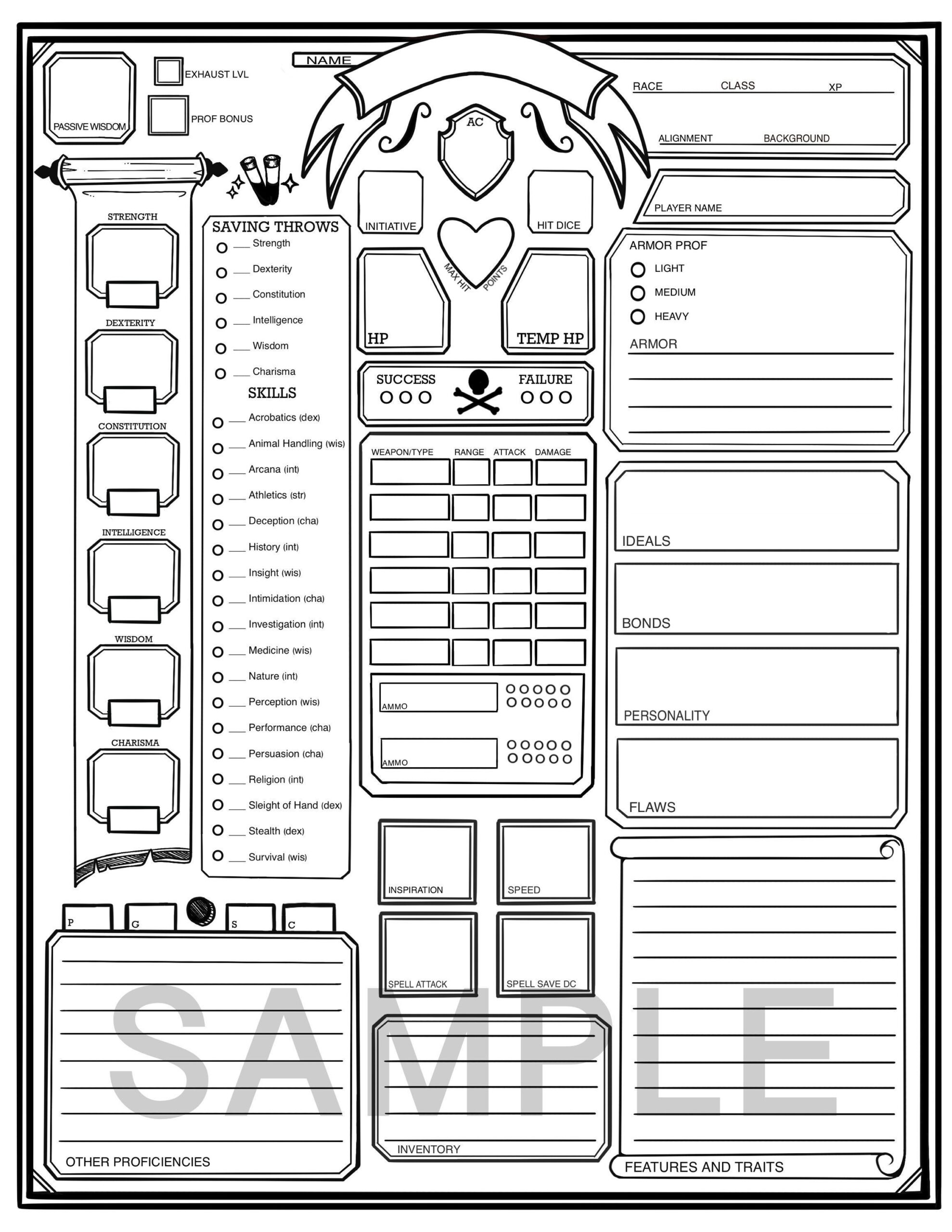 Printable 5th Edition Character Sheet Dnd