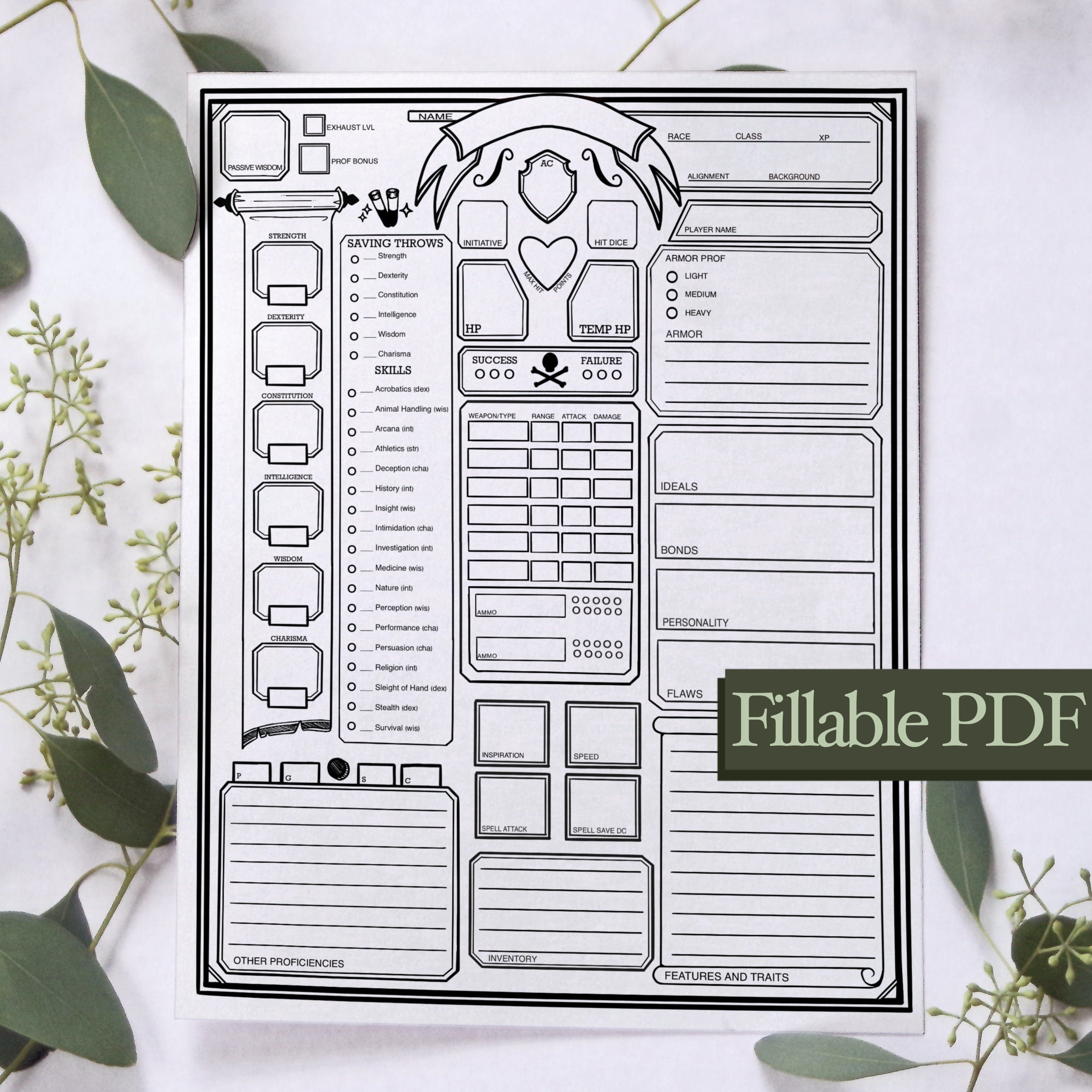 Fifth Edition Printable Dnd Character Sheet