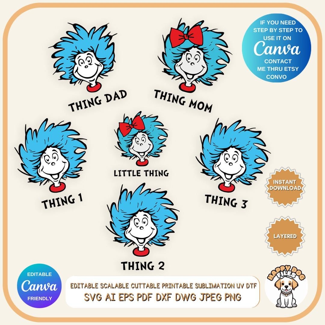 Thing 1 Editable Etsy