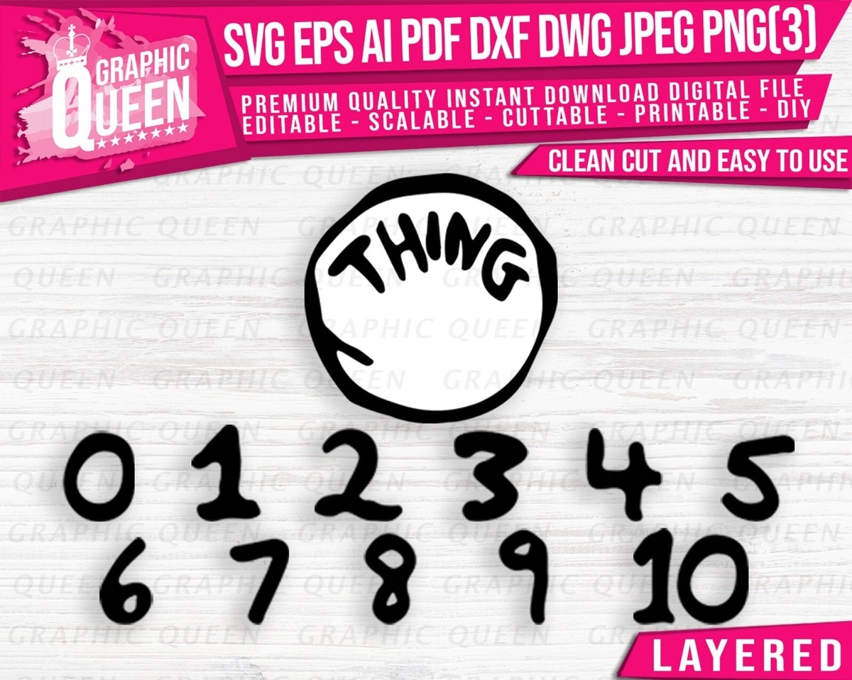 Thing 1 And Thing 2 Printable Circles, Editable