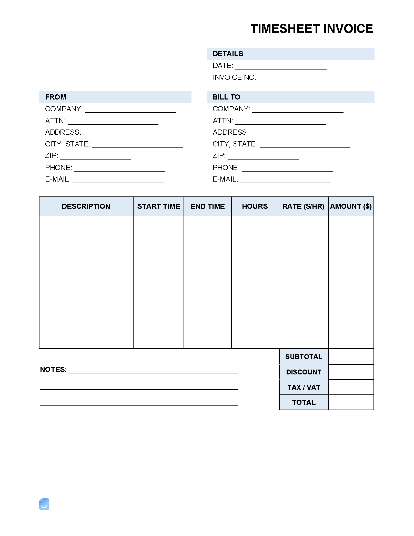 Perfessional Editable Printable Free Time Sheets With Discription