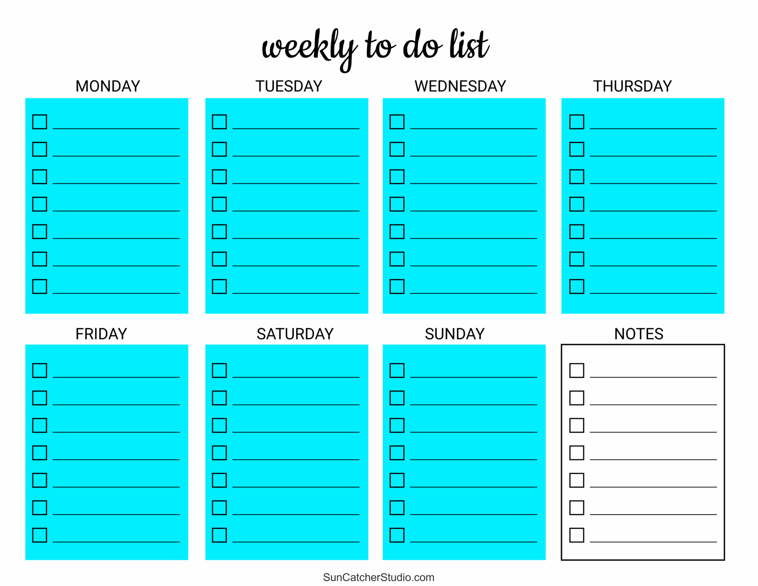 Calendar Task List Template Editable Printable