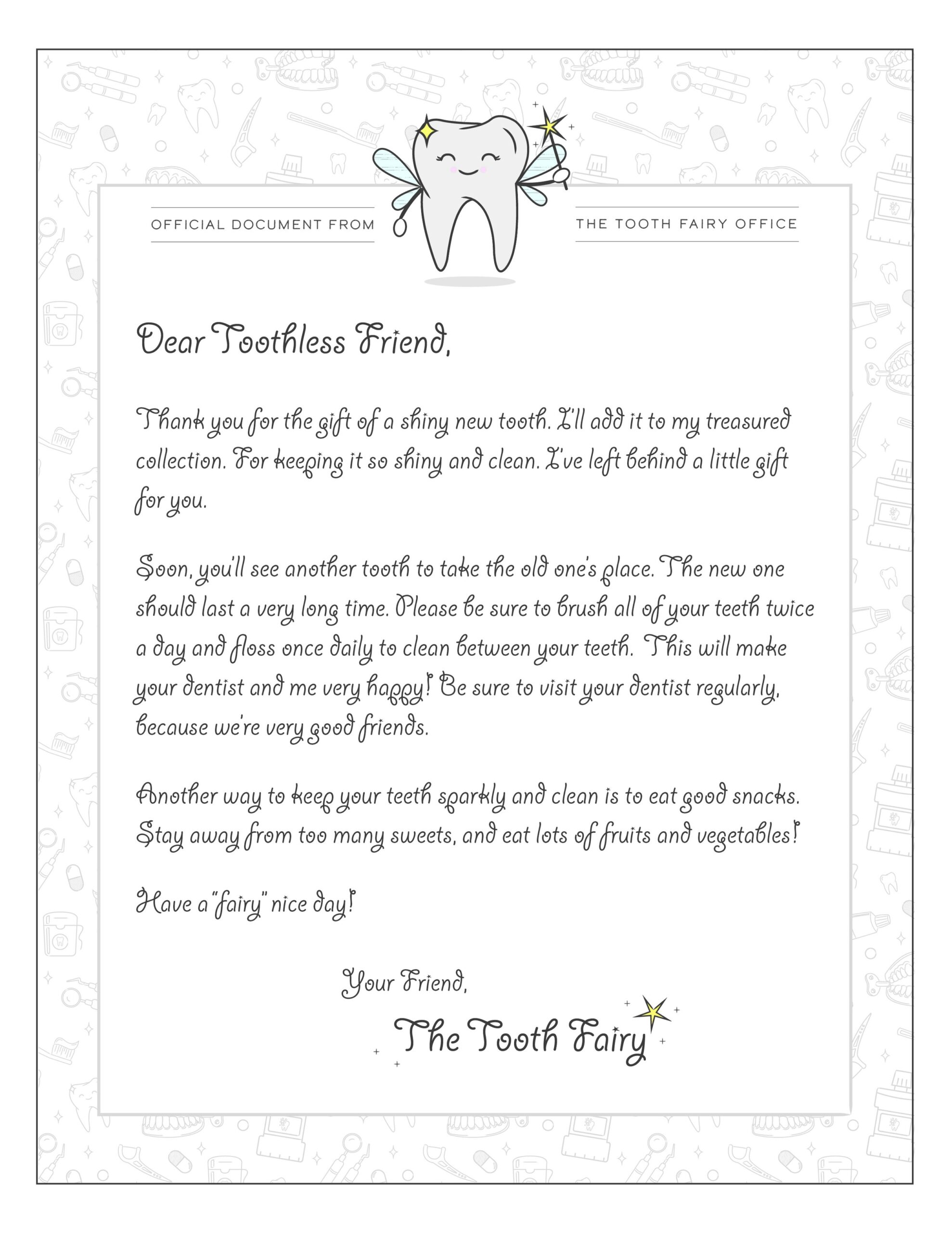 Editable And Printable Tooth Fairy Letter