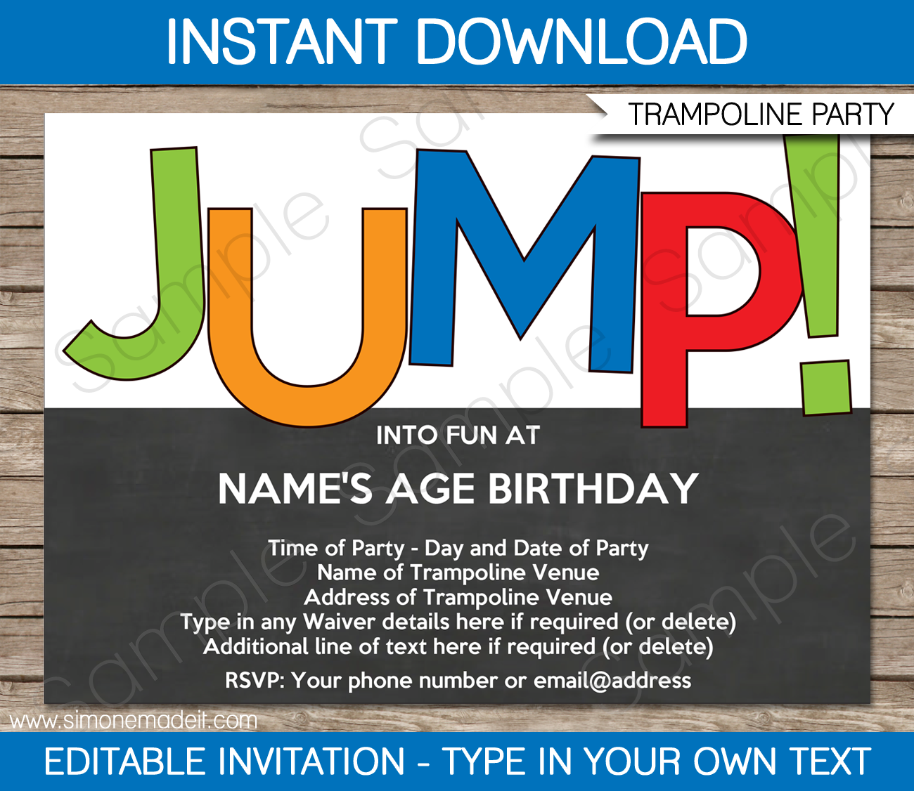 Trampoline Party Invitations Template Printable Jump Birthday Invite