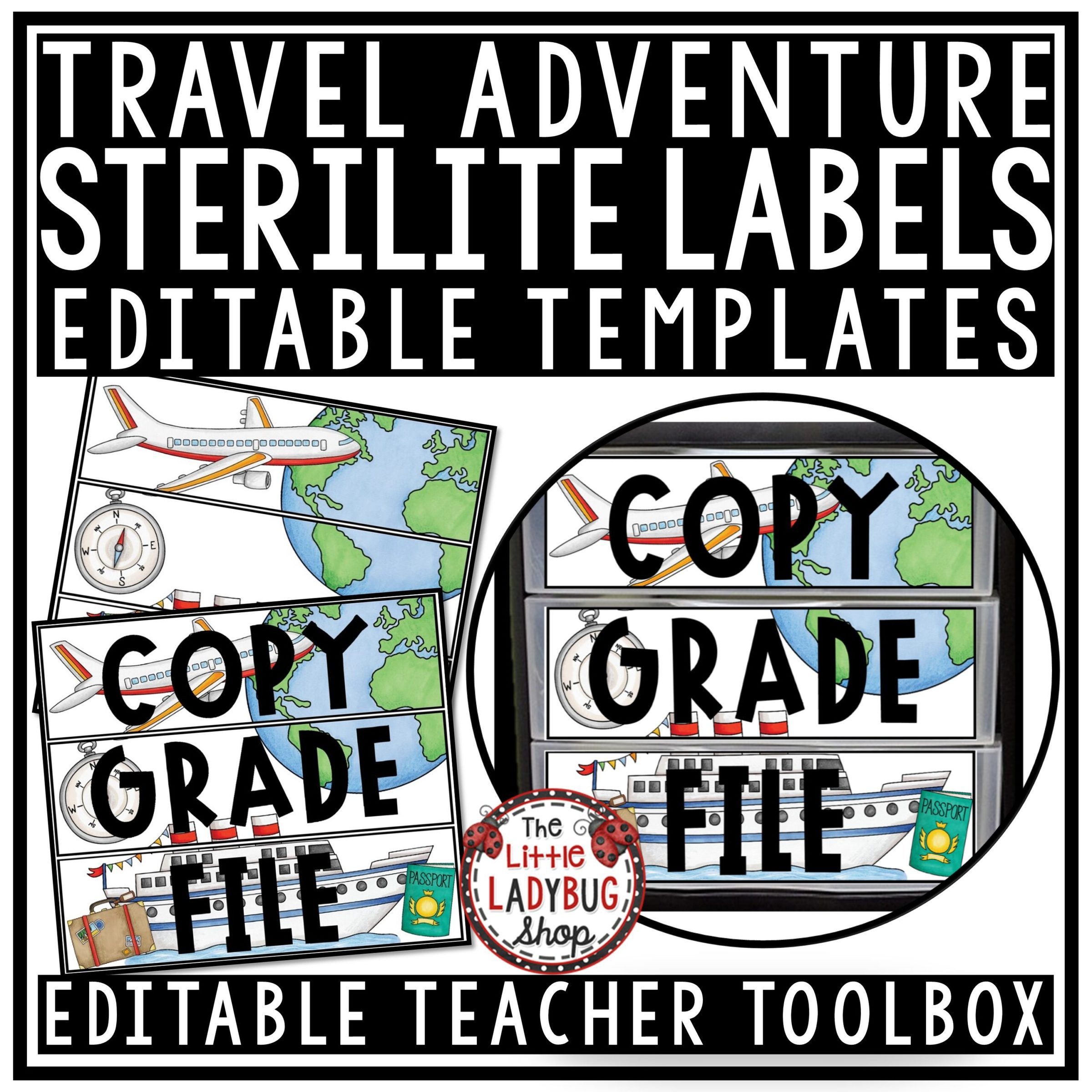 Travel Theme Classroom Teacher Mailbox 3 Drawer Sterilite Labels Editable The Little Ladybug Shop
