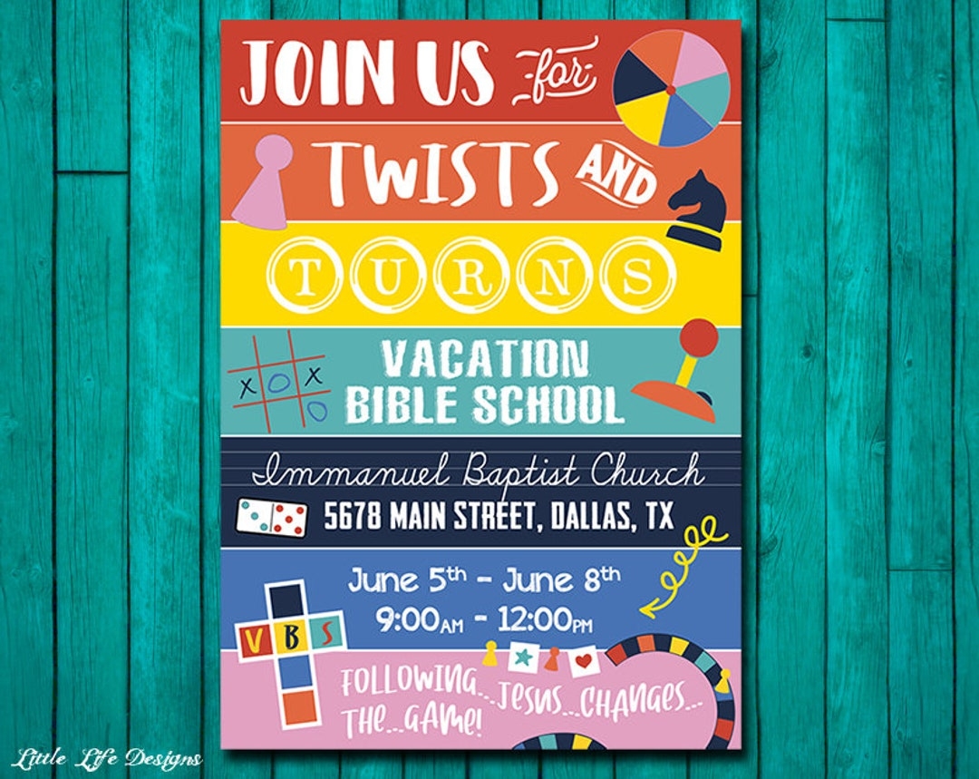 Twist And Turns VBS Invitation Vacation Bible School Invite Church Invite Card VBS Announcement Postcard VBS Invite 2023 Vbs 2023 Card Etsy