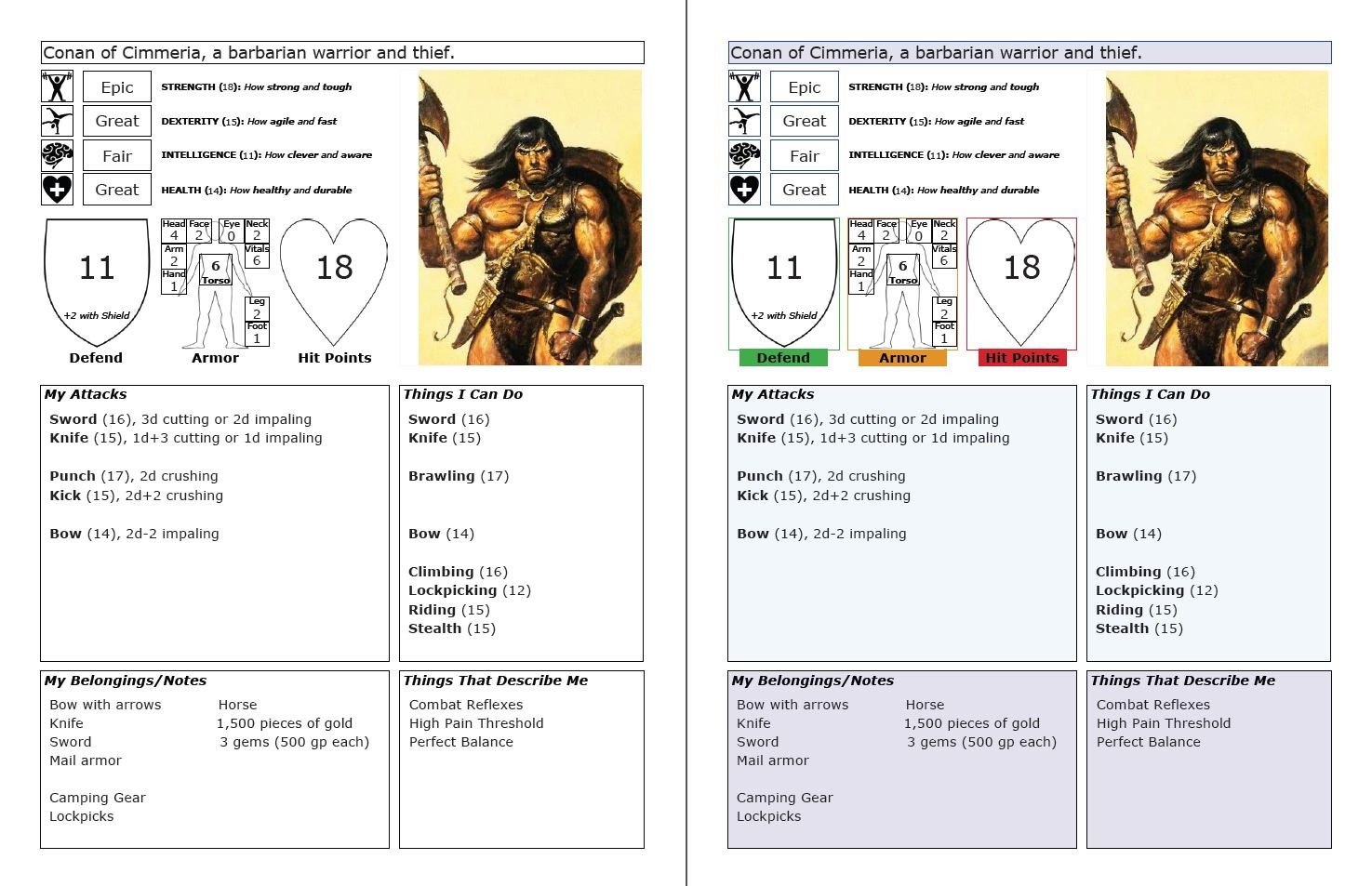 Two New Character Sheets For GURPS Game Geekery Mobile Version
