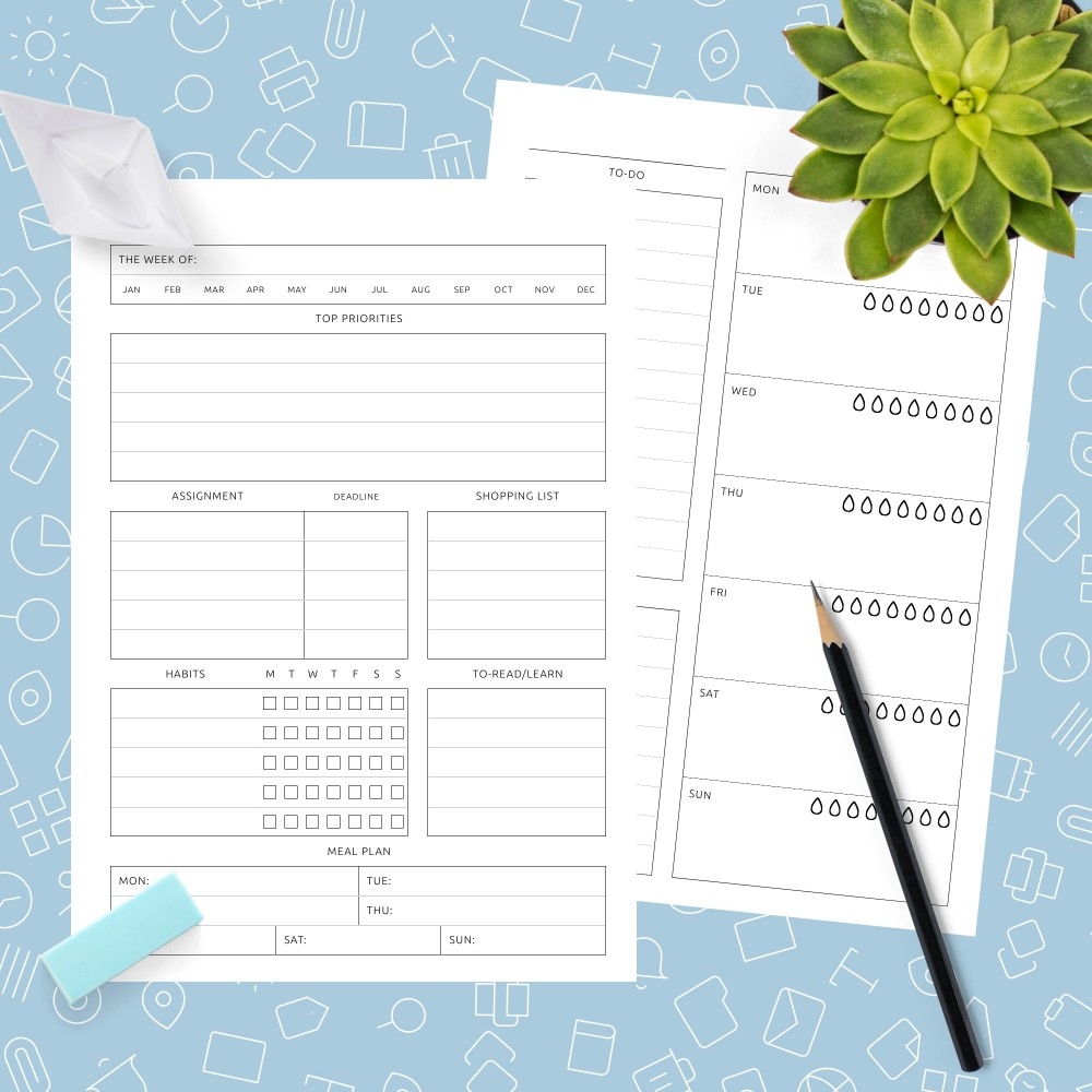 Editable Printable Weekly Assignments 2 Pages