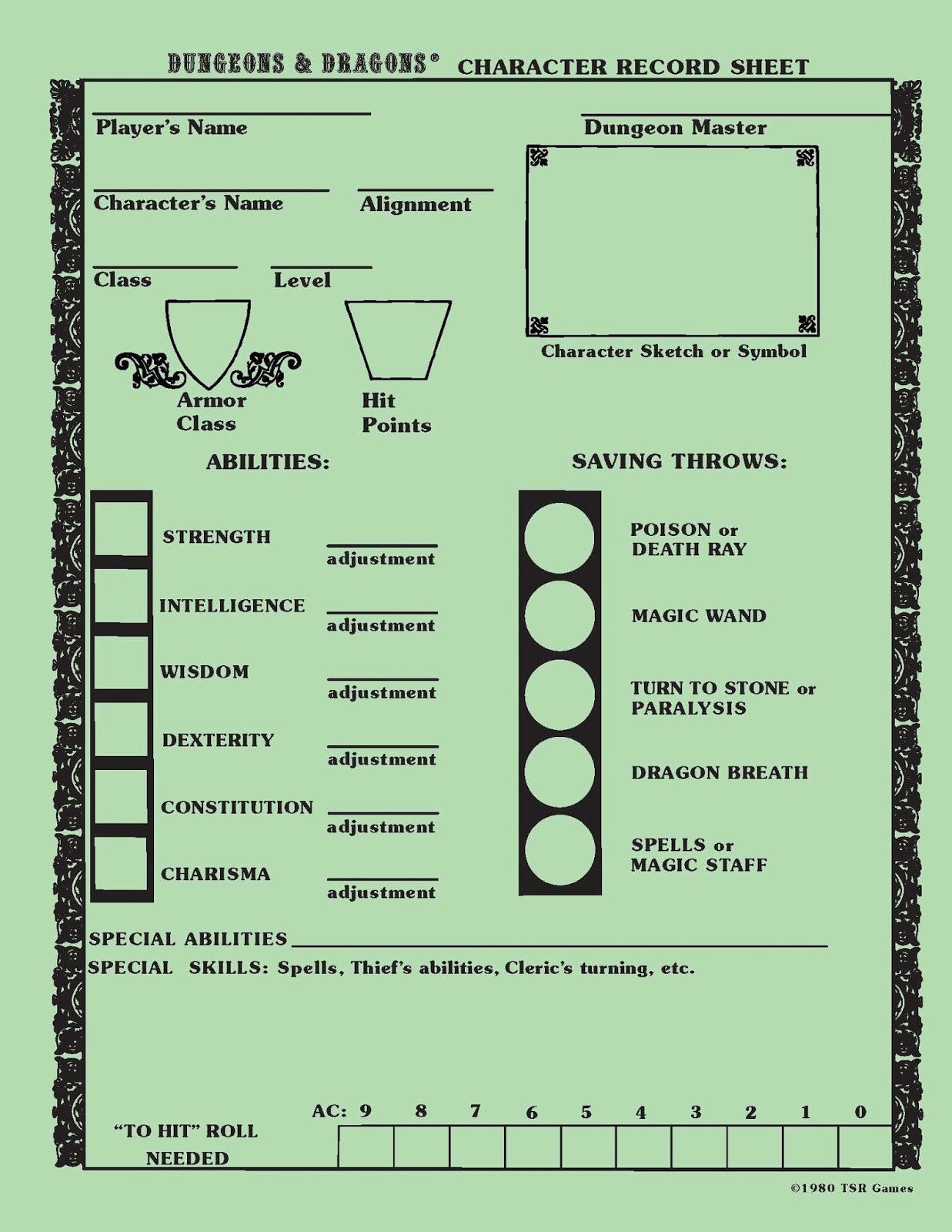 Ultanya Throwback Thursday Character Sheets