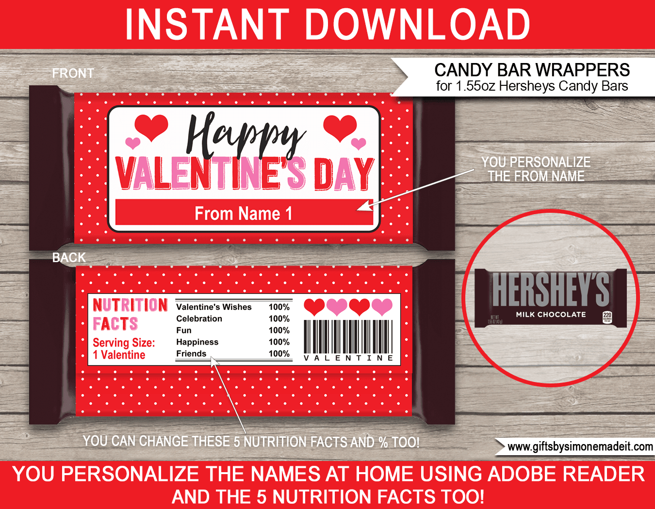 Free Editable, Printable Candy Bar Wrappers