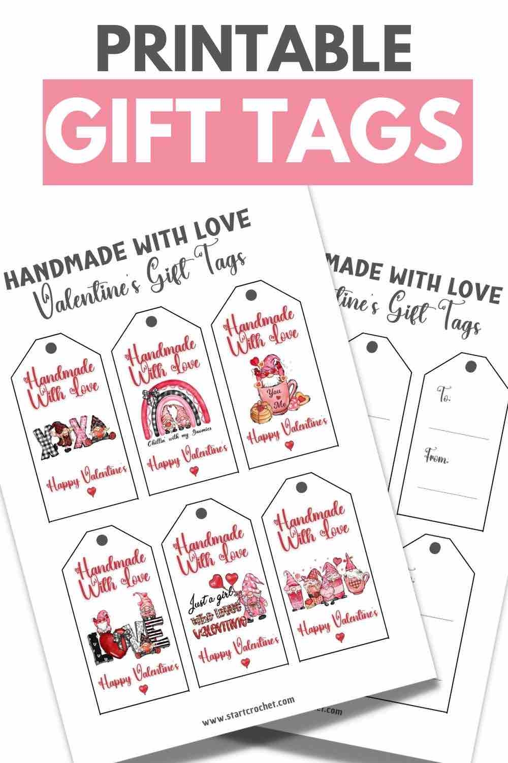 Valentine s Day Gift Tags Printable Handmade With Love Start Crochet