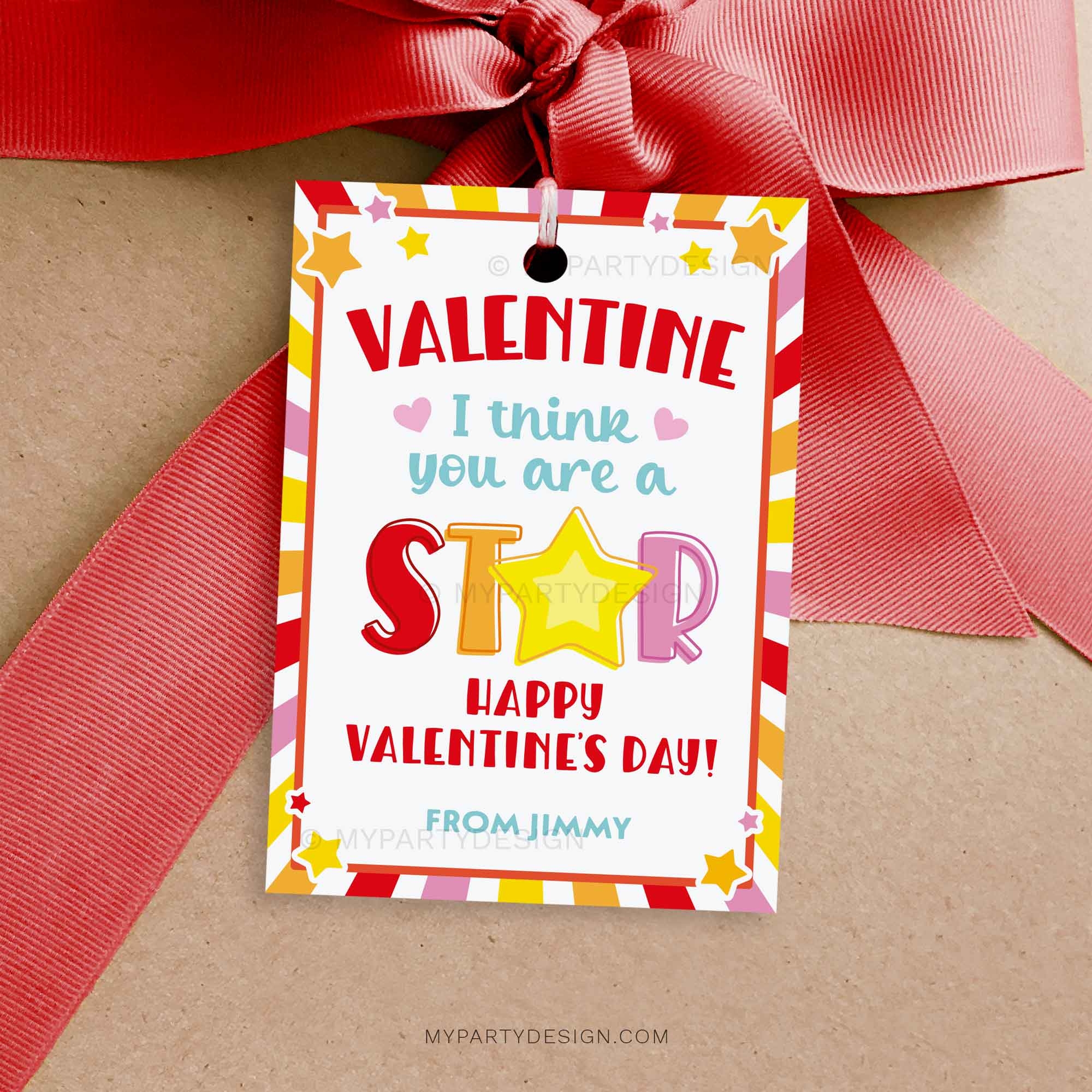 Valentine You re A Star Gift Tag Printable PDF My Party Design