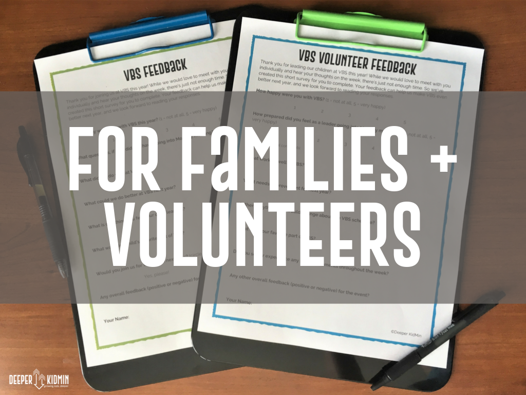 VBS Feedback Forms Deeper KidMin
