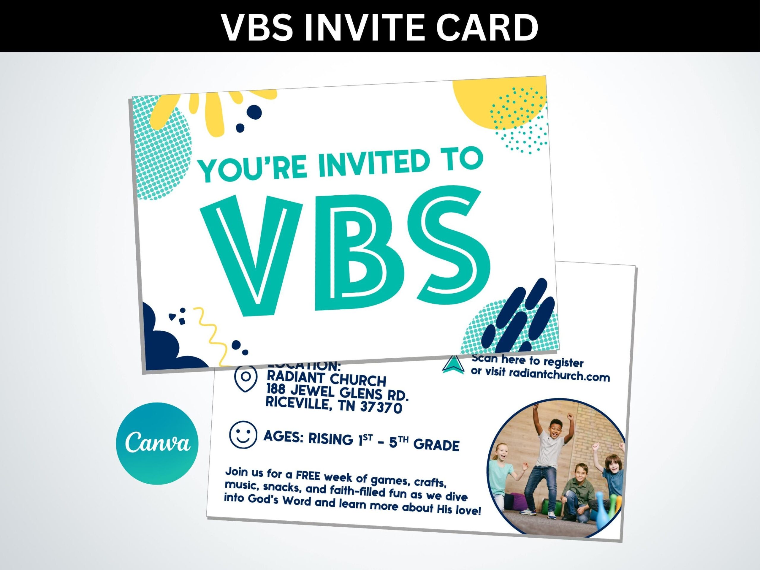 VBS Flyer VBS Invite Card In Bold Bright Colors VBS Flyer Editable In Canva Vacation Bible School Flyer Template Canva Church Camp Flyer Etsy