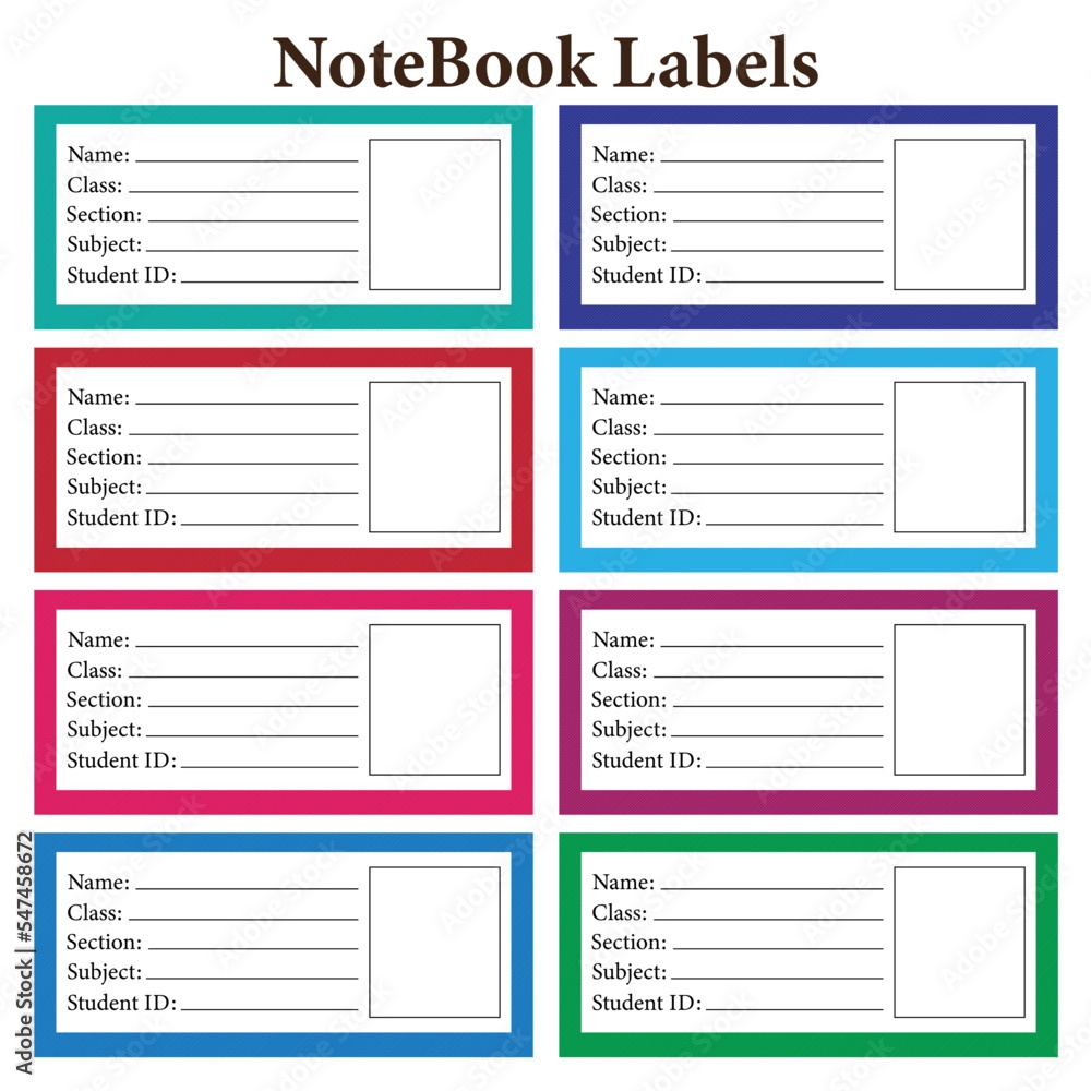 Vector Illustration Of Notebook Labels Design Template Stock Vector Adobe Stock