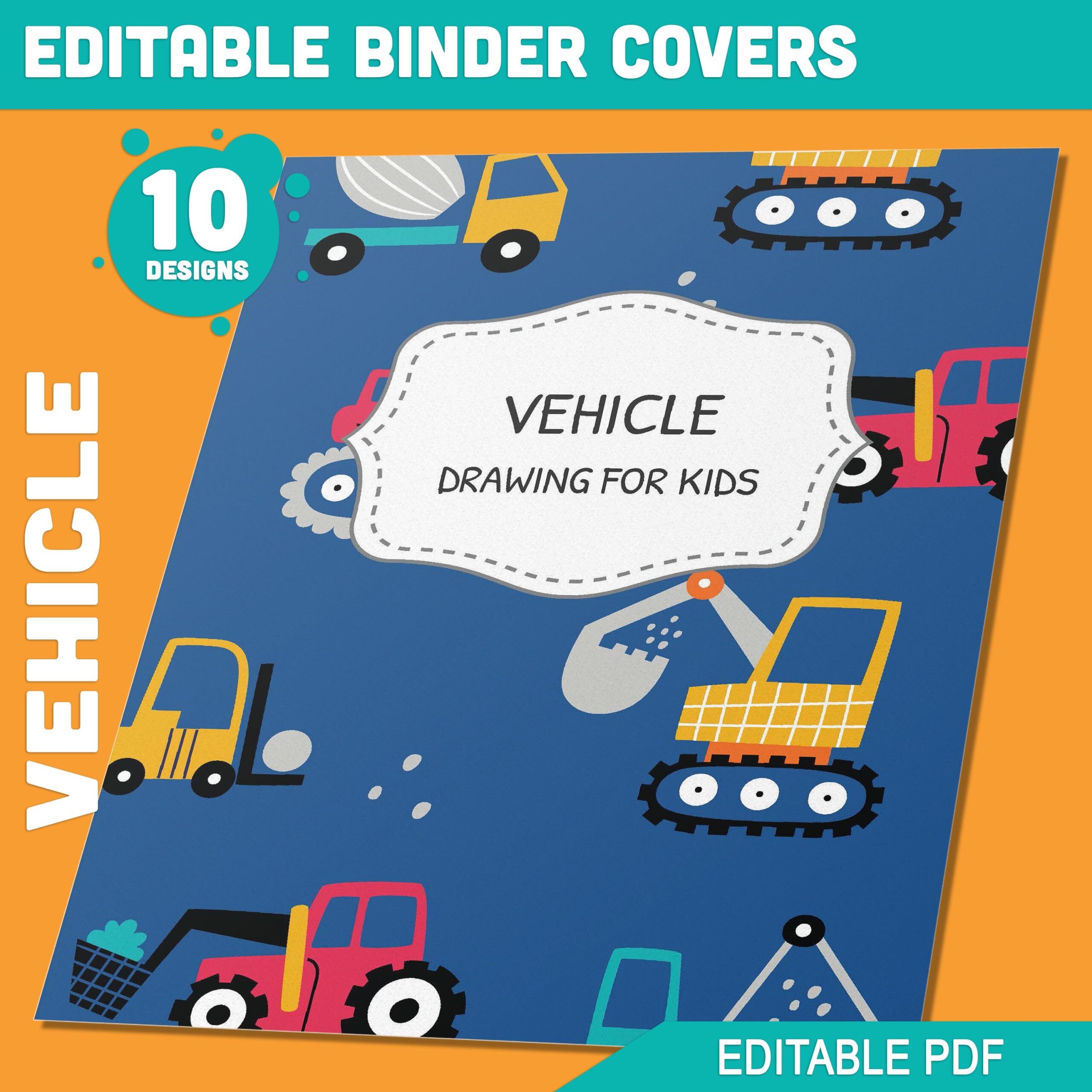 Vehicle Binder Covers 10 Printable editable Binder Covers Spines Teacher school Binder Planner Template Transportation Binder Inserts Etsy