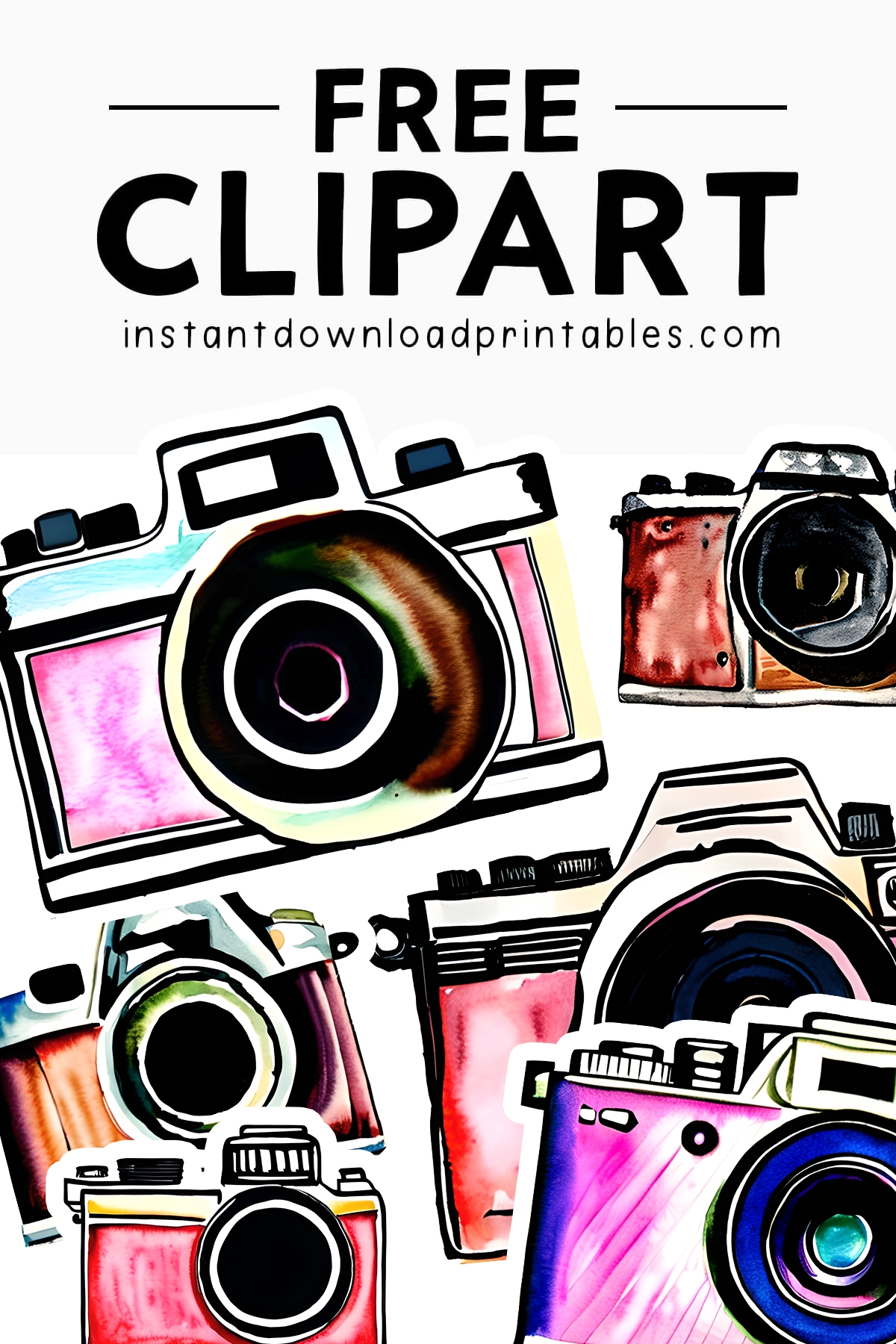 Vintage Camera Free Clip Art For Junk Journal Collage Scrapbook Watercolor Camera Clip Art Instant Download Printables Instant Download Printables