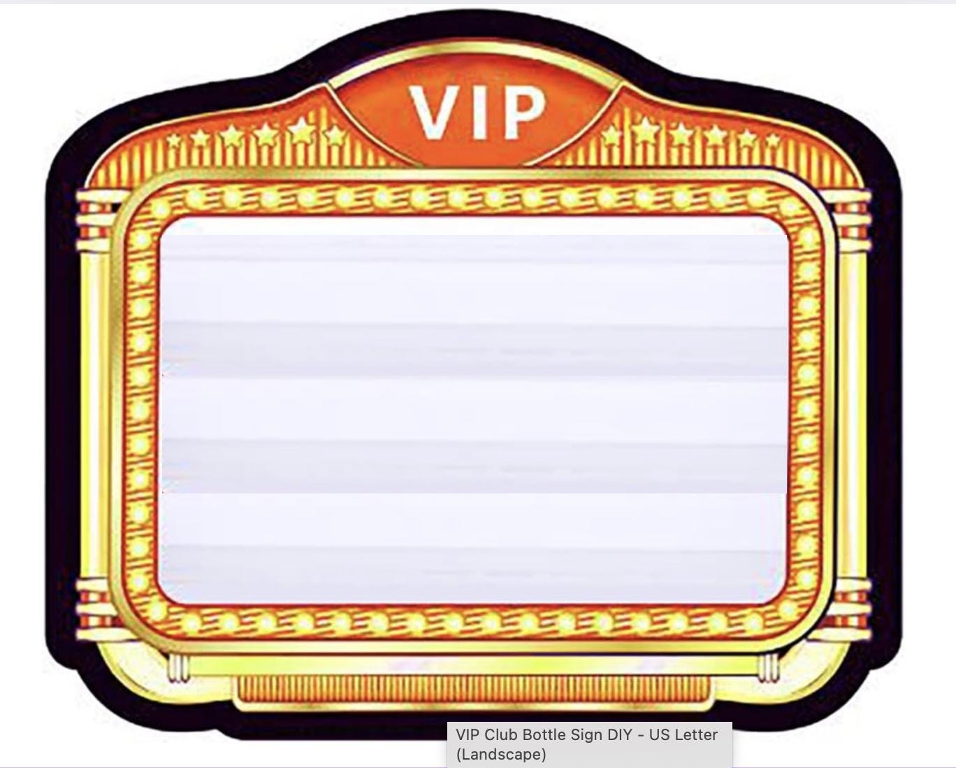 VIP Bottle Club Sign 2ft X 3ft Digital Download Editable Marquee Letters Custom Party Decor Bar Nightclub Event Printable Template Etsy