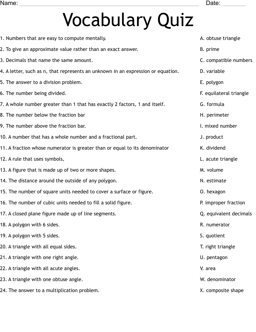 Free Printable, Editable Program For Vocabulary Quizzes