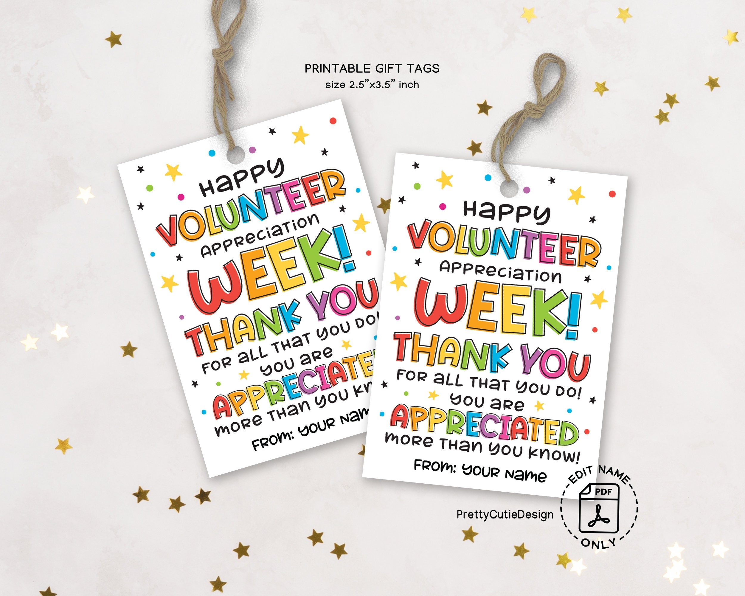 Thank You Ideas Volunteers Printable Free Editable Gift Tag