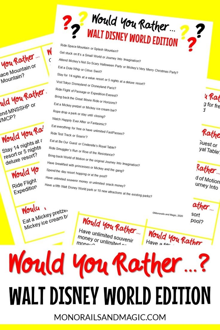 Would You Rather Disney Edition Printable